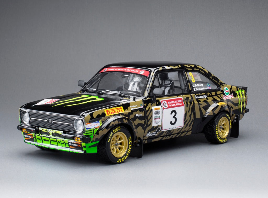 SUNSTAR 1:18 Scale - Ford Escort RS1800 - #3 O.Solberg/E.Edmondson - Roger Albert Clark Rally 2023 with Oliver Solberg Figure) (limited edition 999pcs) - 4864F