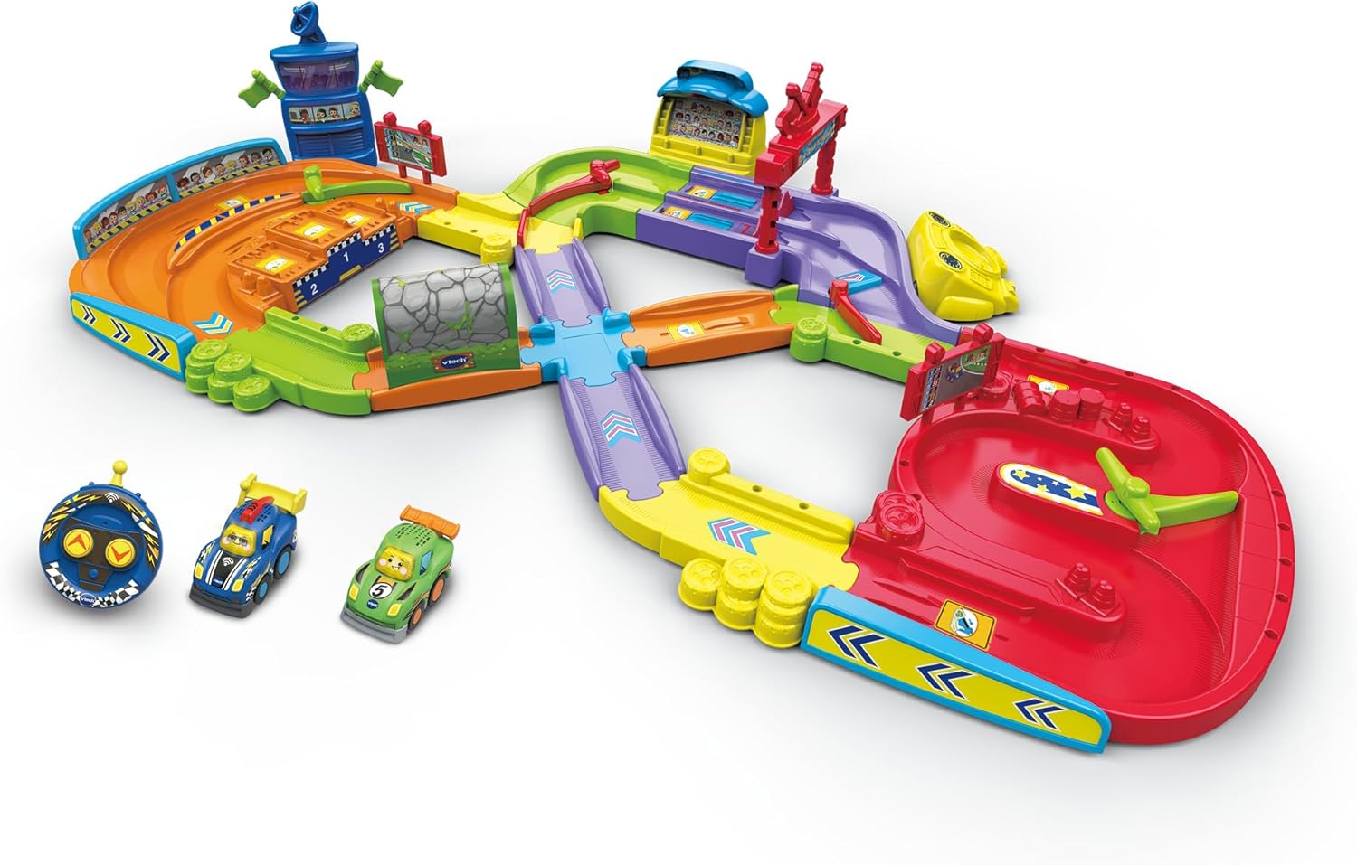VTech Toot-Toot Drivers Super Circuit RC Raceway, Toy Car Playset with 2 Vehicles Included, 3 Exciting Crash Zones, Songs & Fun Phrases, Interactive Toddler Toy 12 Months, 2, 3, 4, 5