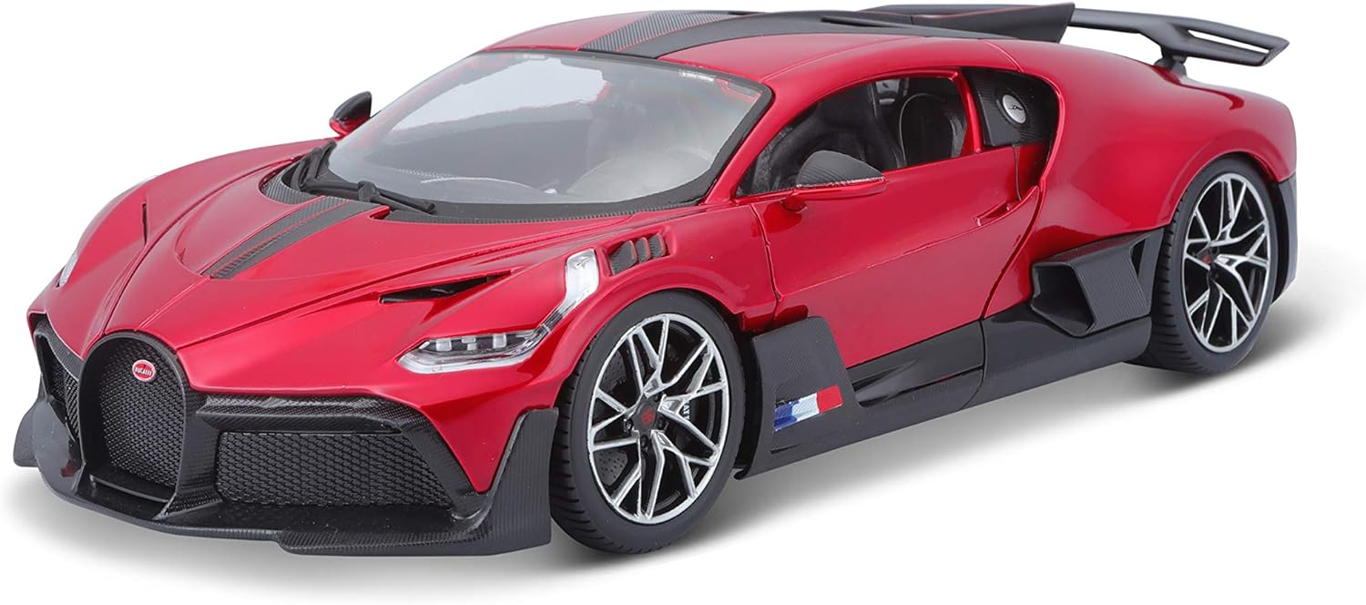 BBURAGO 1:18 Scale - Bugatti Divo in Two Tone Red and Black - Diecast Model Car