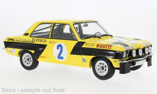 MCG 1:18 Diecast - Opel Ascona A, Rally Acropolis, 1975, #2, W.Röhrl/C.Geistdörfer, Yellow/Black - MCG18344R
