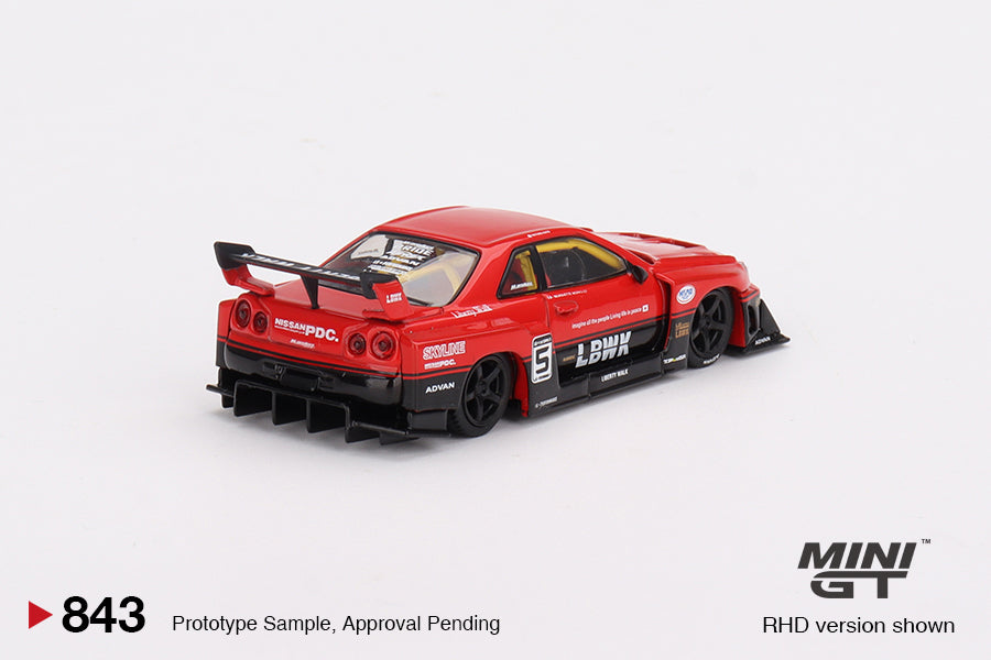 Mini GT 1:64 Diecast - Nissan LB-ER34 Super Silhouette SKYLINE Red/Black - MGT00843