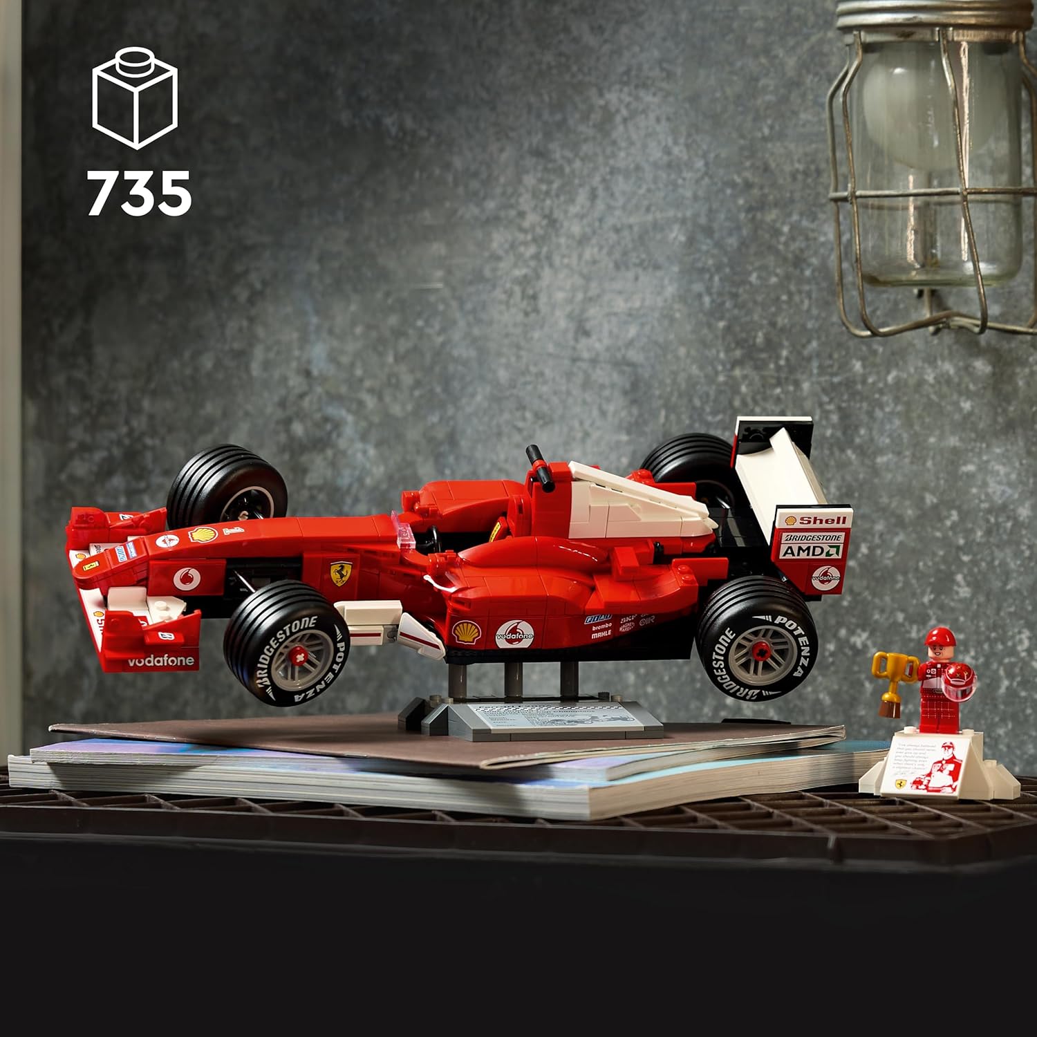 LEGO Icons Ferrari F2004 & Michael Schumacher - F1 Car Model Kit, 735 Pieces - Age 18+ - 11375