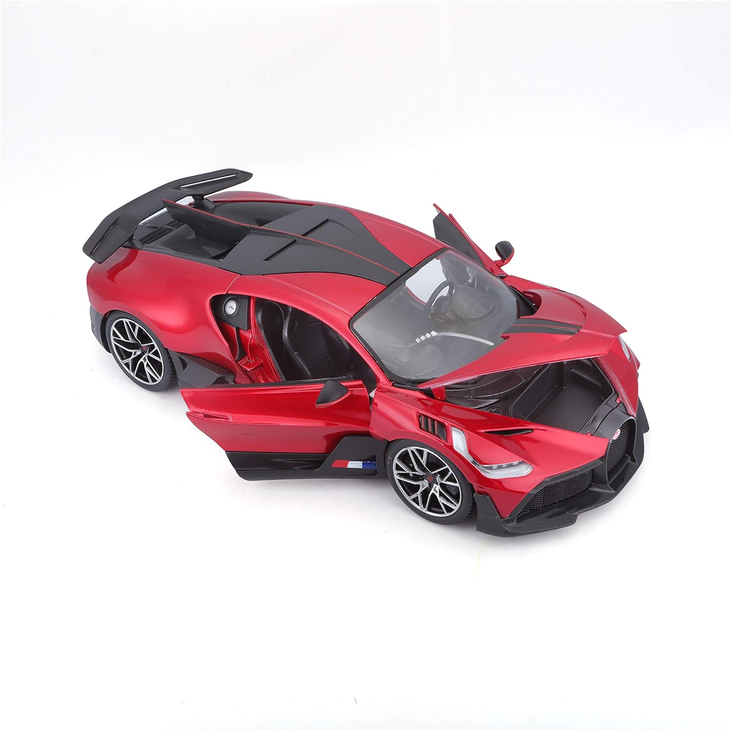 BBURAGO 1:18 Scale - Bugatti Divo in Two Tone Red and Black - Diecast Model Car