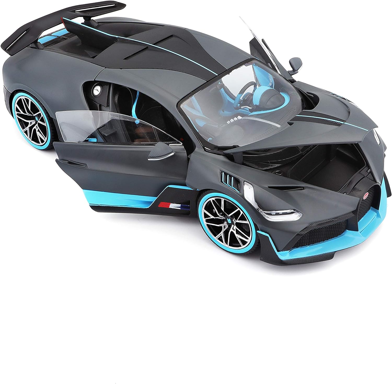 BBURAGO 1:18 Scale - Bugatti Divo in Two Tone Blue and Black - Diecast Model Car