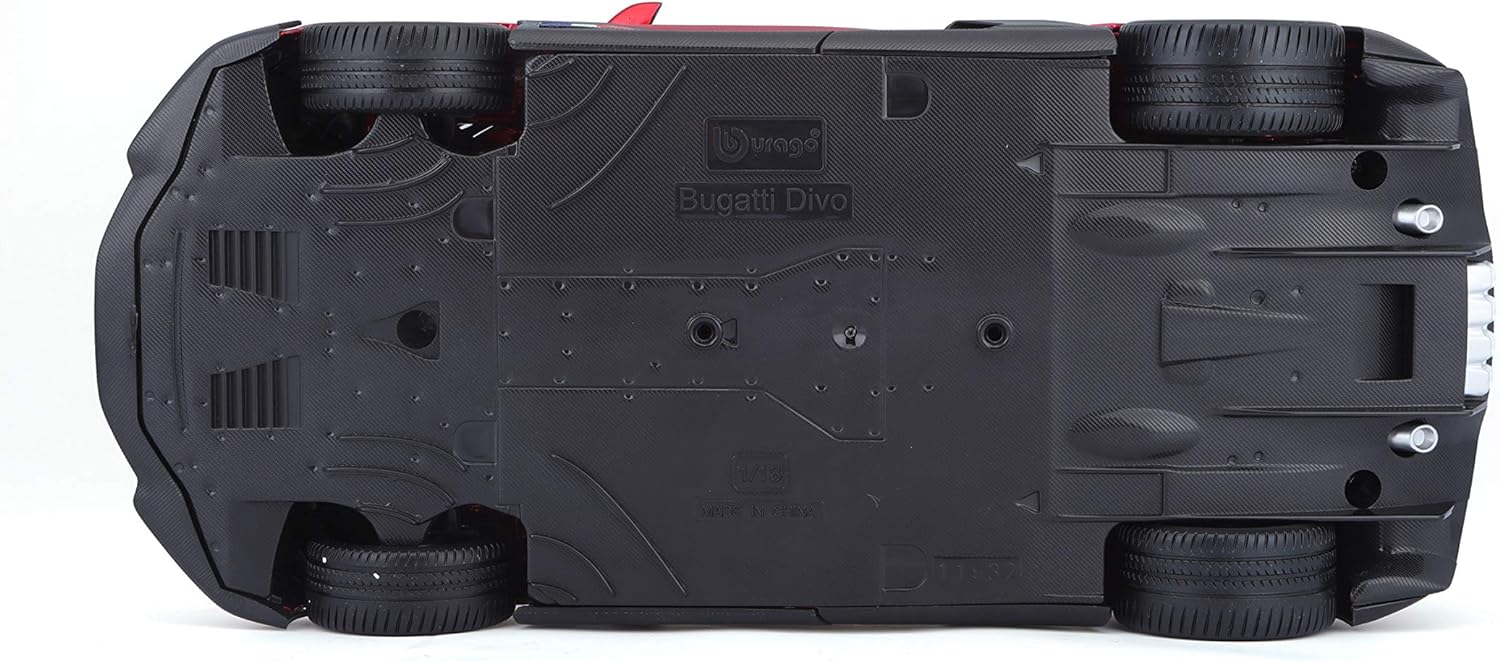 BBURAGO 1:18 Scale - Bugatti Divo in Two Tone Red and Black - Diecast Model Car