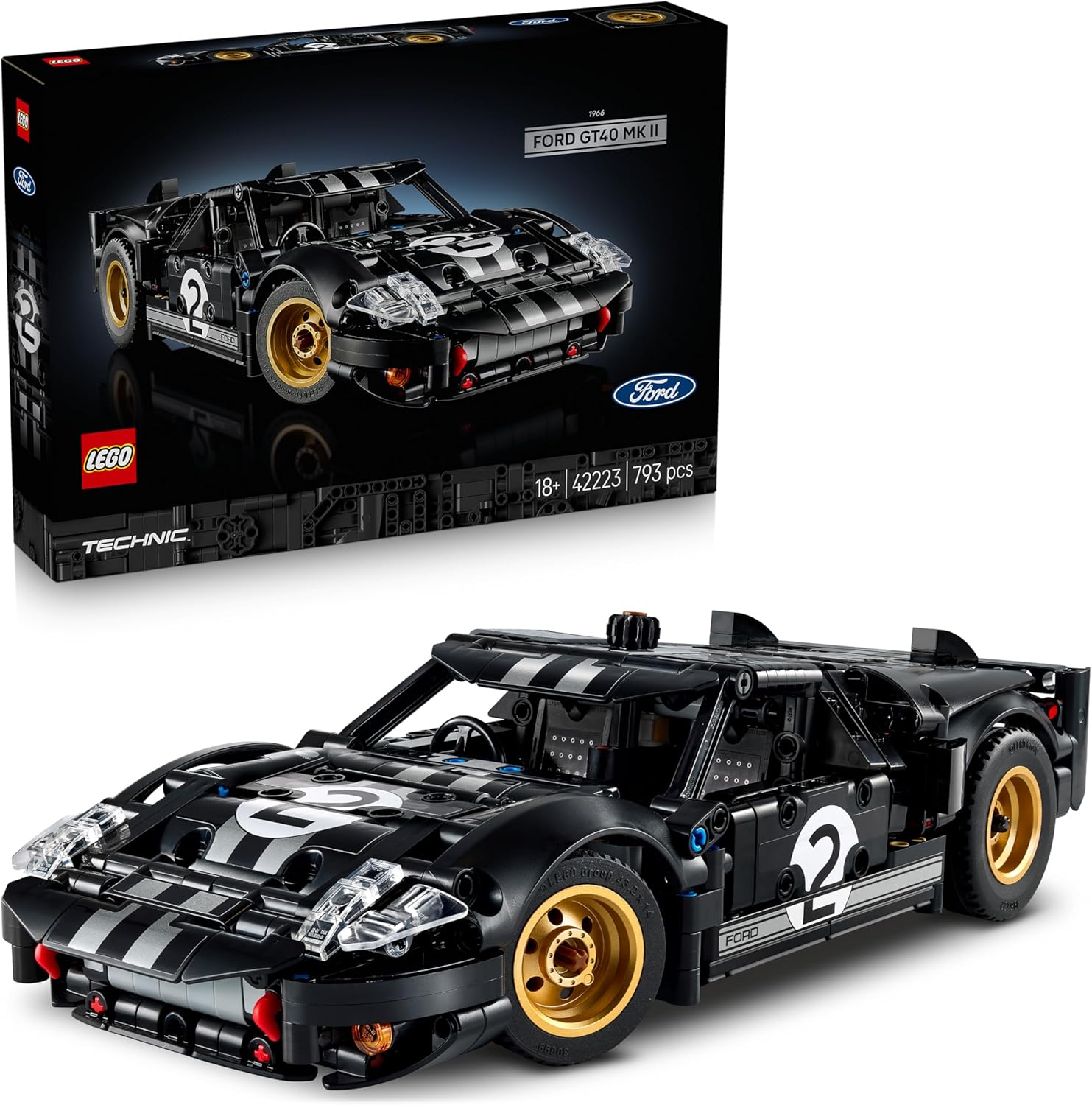 LEGO Technic Ford GT40 Mk2, 793 Pieces - Age 18+ - 42223