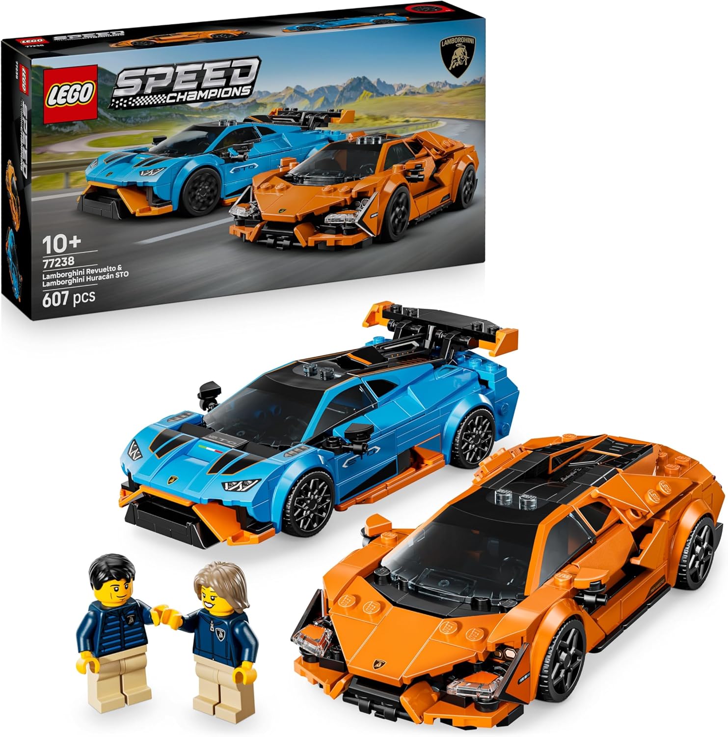 LEGO Speed Champions Lamborghini Revuelto & Huracan STO, 607 Pieces - Age 10+ - 77238