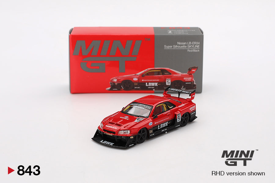 Mini GT 1:64 Diecast - Nissan LB-ER34 Super Silhouette SKYLINE Red/Black - MGT00843