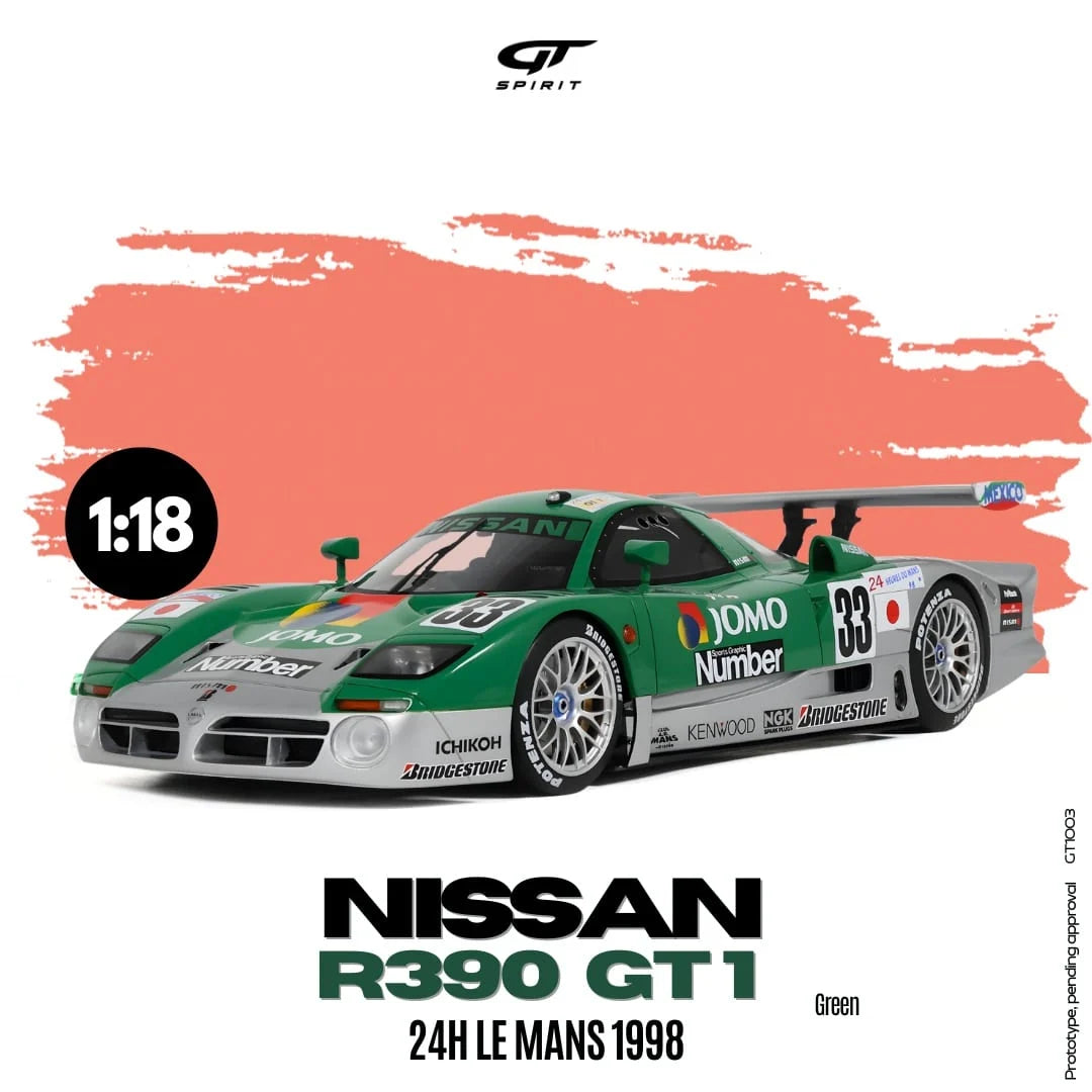 GT Spirit 1:18 Scale Resin, 1998 NISSAN R390 GT1 LE MANS 1998 - GREEN - GT1003