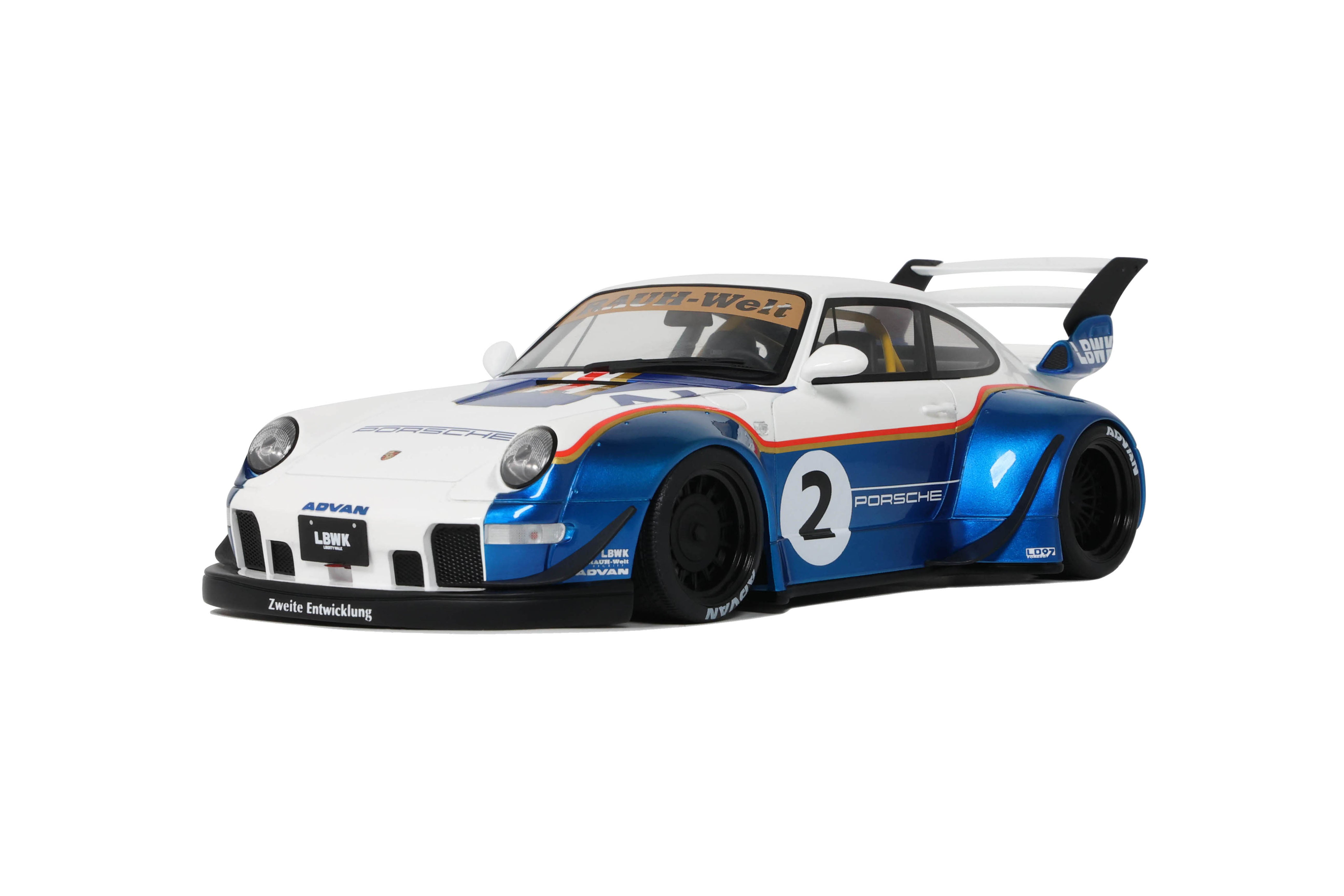 GT Spirit 1:18 Scale Resin, Porsche 911 RWB X Liberty Walk - Blue/White- GT530