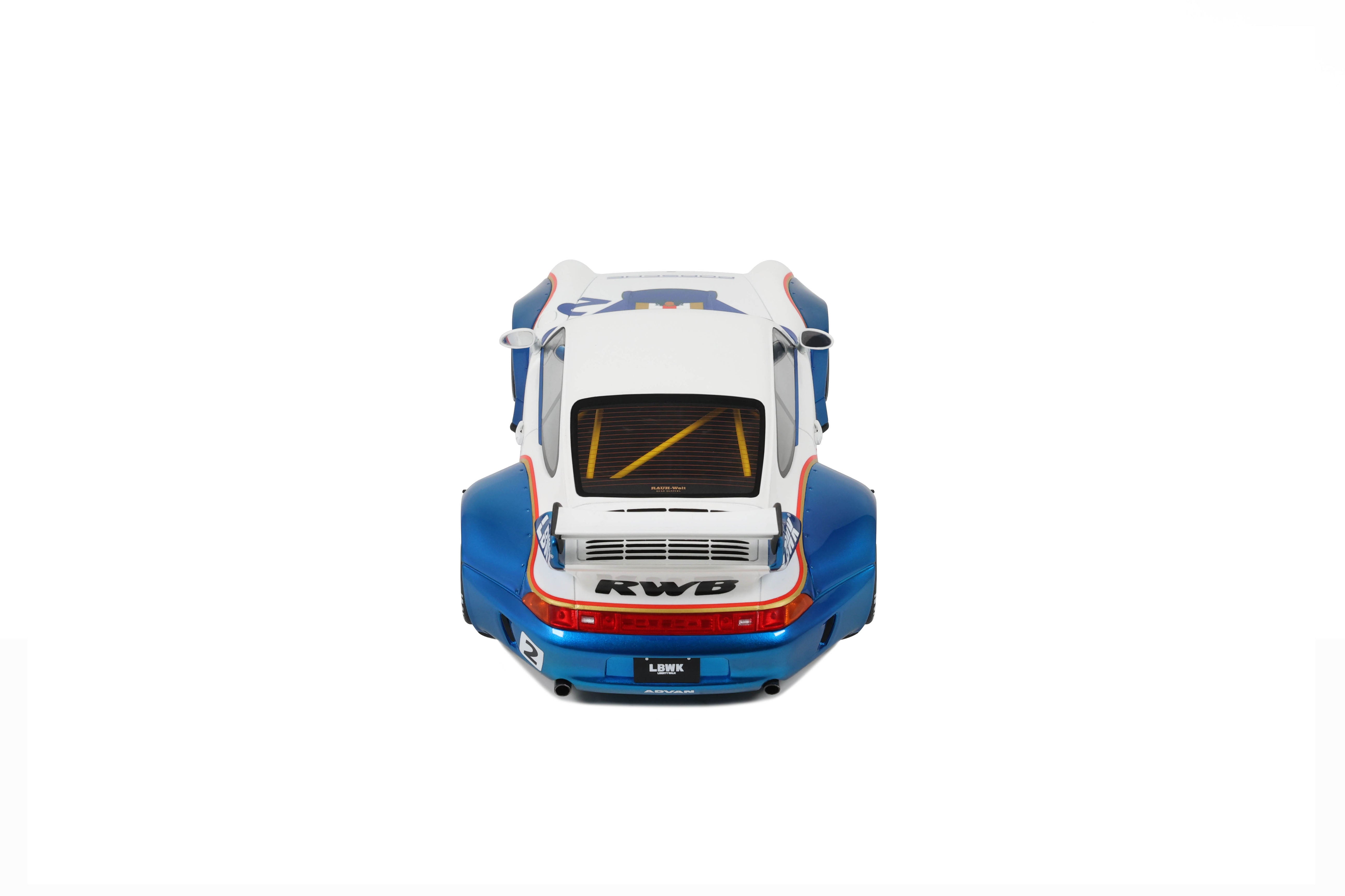 GT Spirit 1:18 Scale Resin, Porsche 911 RWB X Liberty Walk - Blue/White- GT530