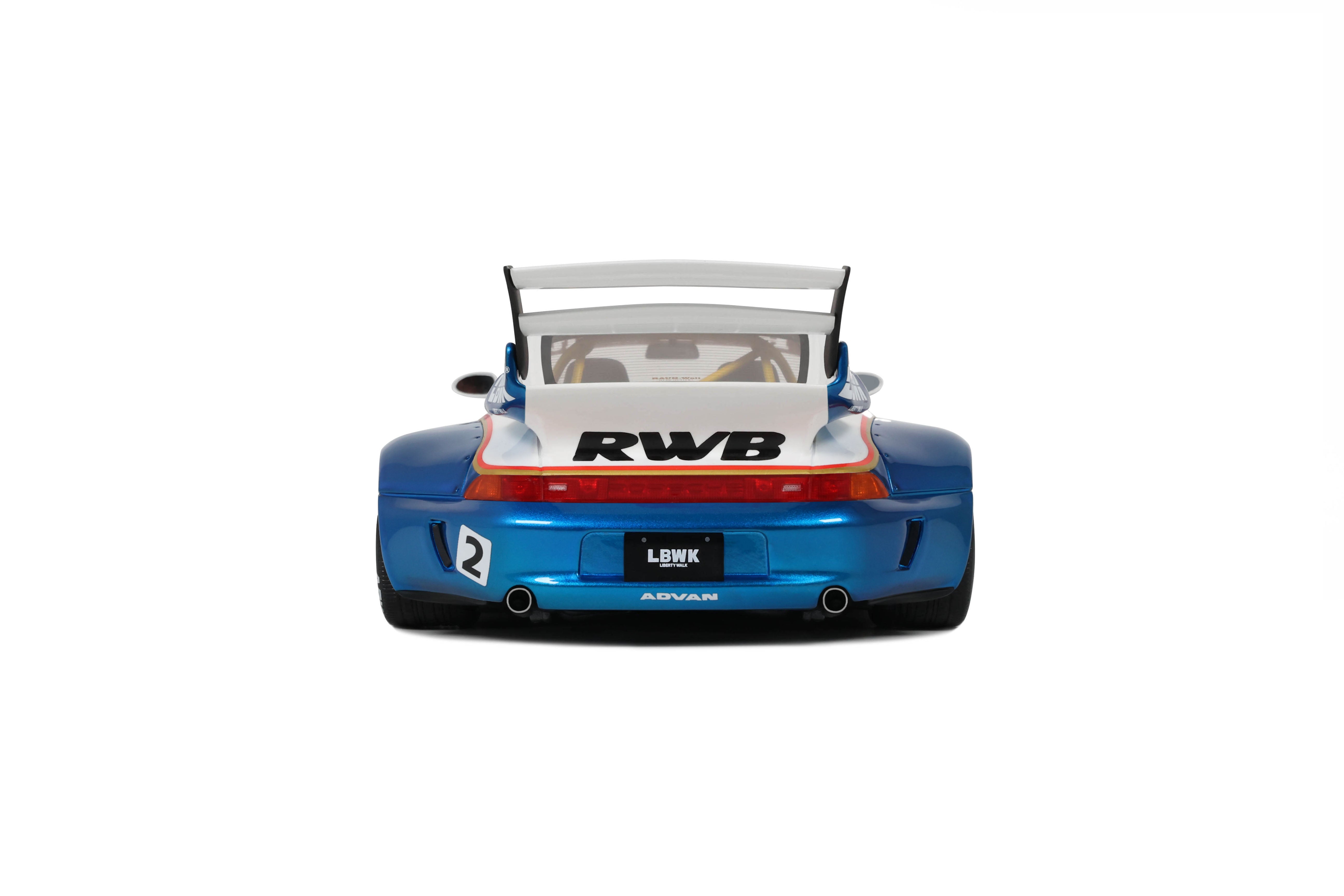 GT Spirit 1:18 Scale Resin, Porsche 911 RWB X Liberty Walk - Blue/White- GT530