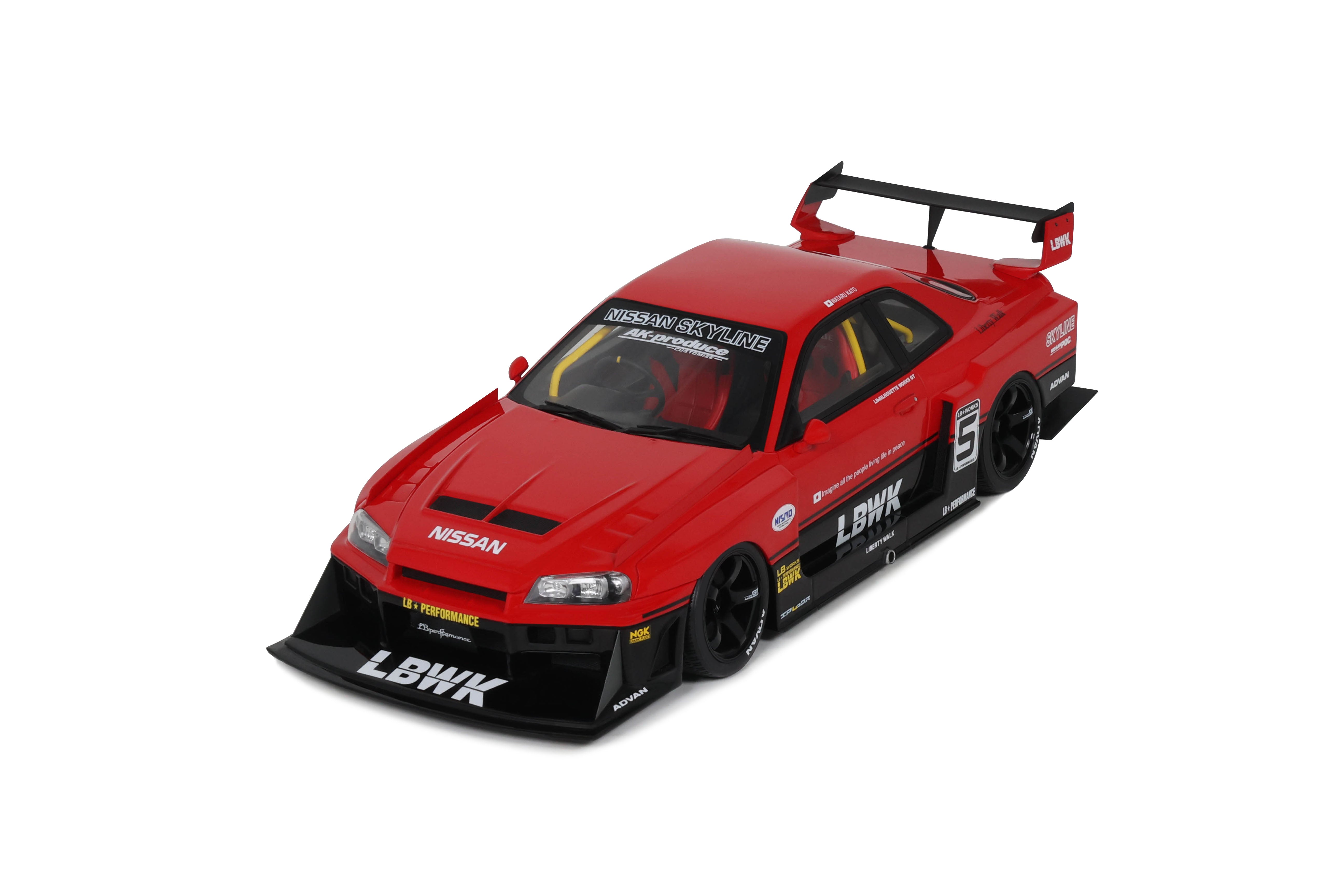 GT Spirit 1:18 Scale Resin, 2020 NISSAN SKYLINE R34 GT R LB SUPER SILHOUETTE - RED - GT570