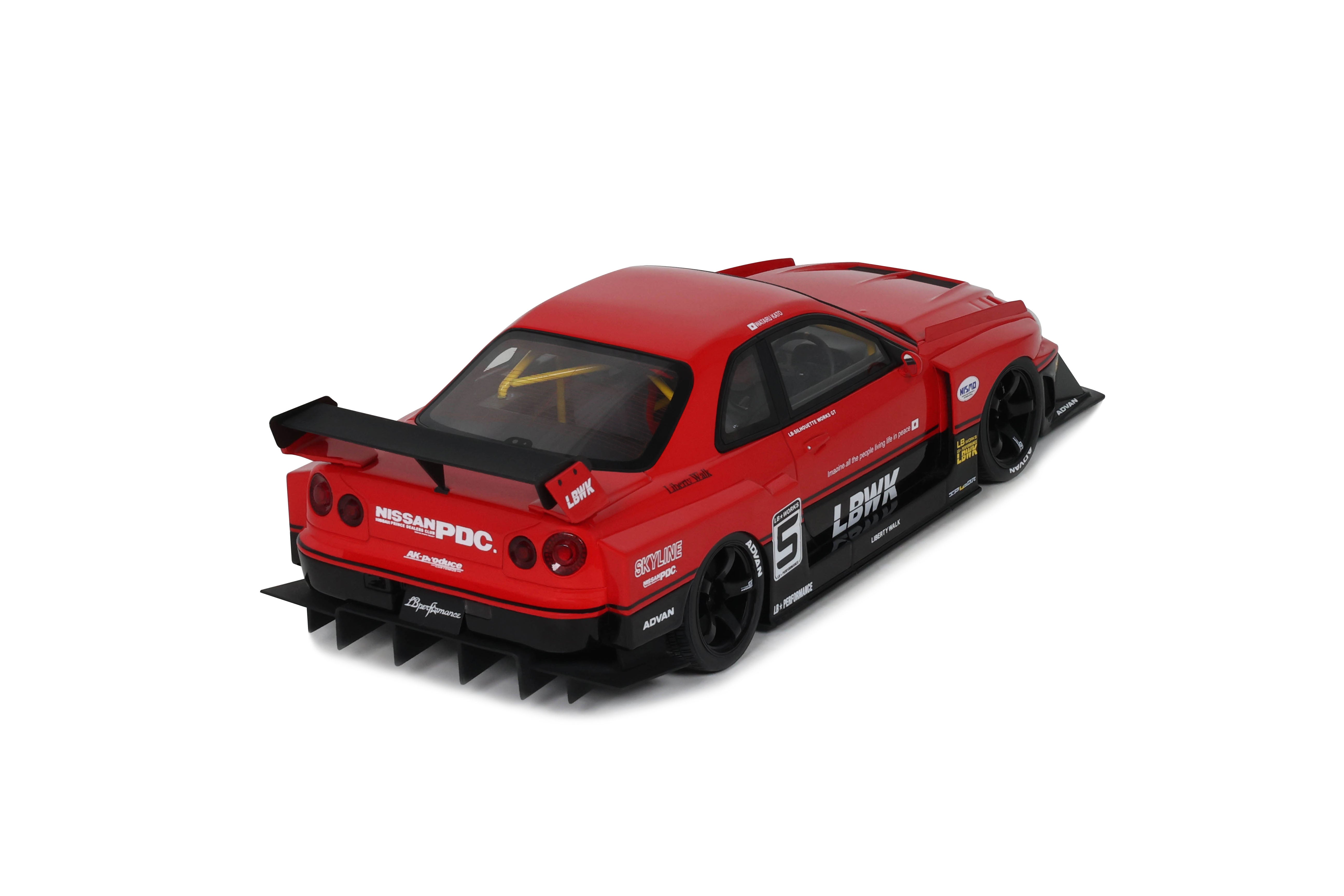 GT Spirit 1:18 Scale Resin, 2020 NISSAN SKYLINE R34 GT R LB SUPER SILHOUETTE - RED - GT570