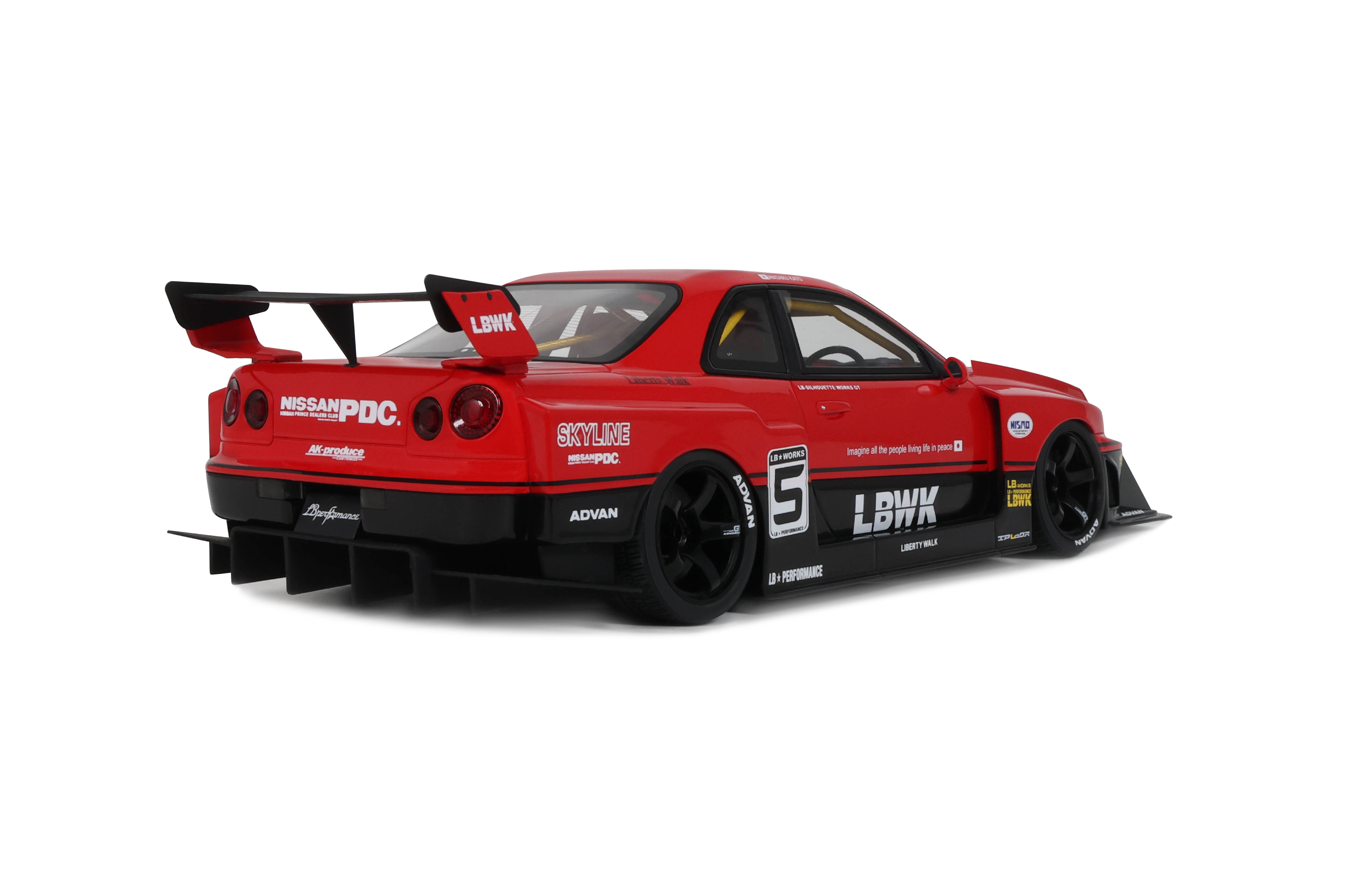 GT Spirit 1:18 Scale Resin, 2020 NISSAN SKYLINE R34 GT R LB SUPER SILHOUETTE - RED - GT570