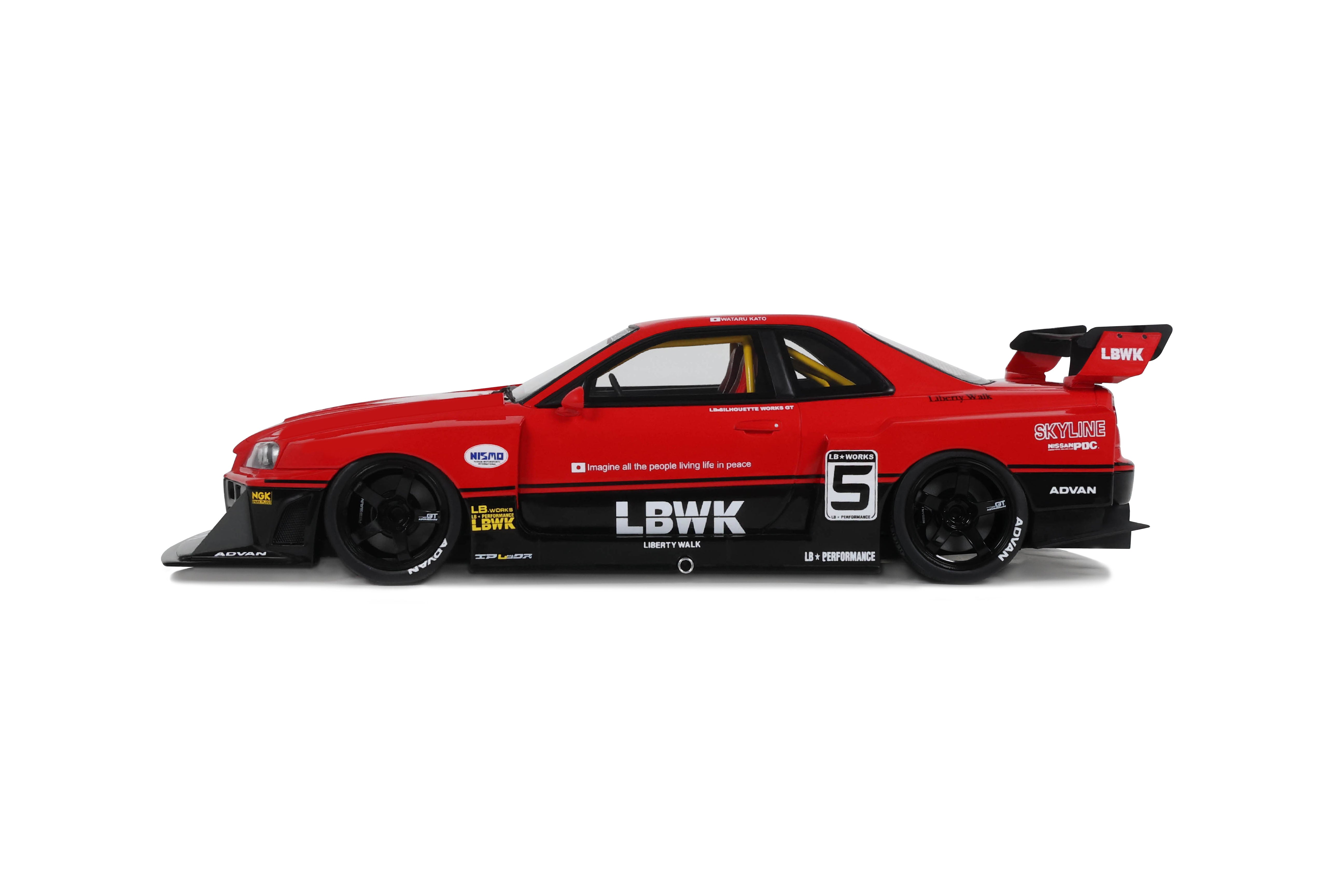 GT Spirit 1:18 Scale Resin, 2020 NISSAN SKYLINE R34 GT R LB SUPER SILHOUETTE - RED - GT570