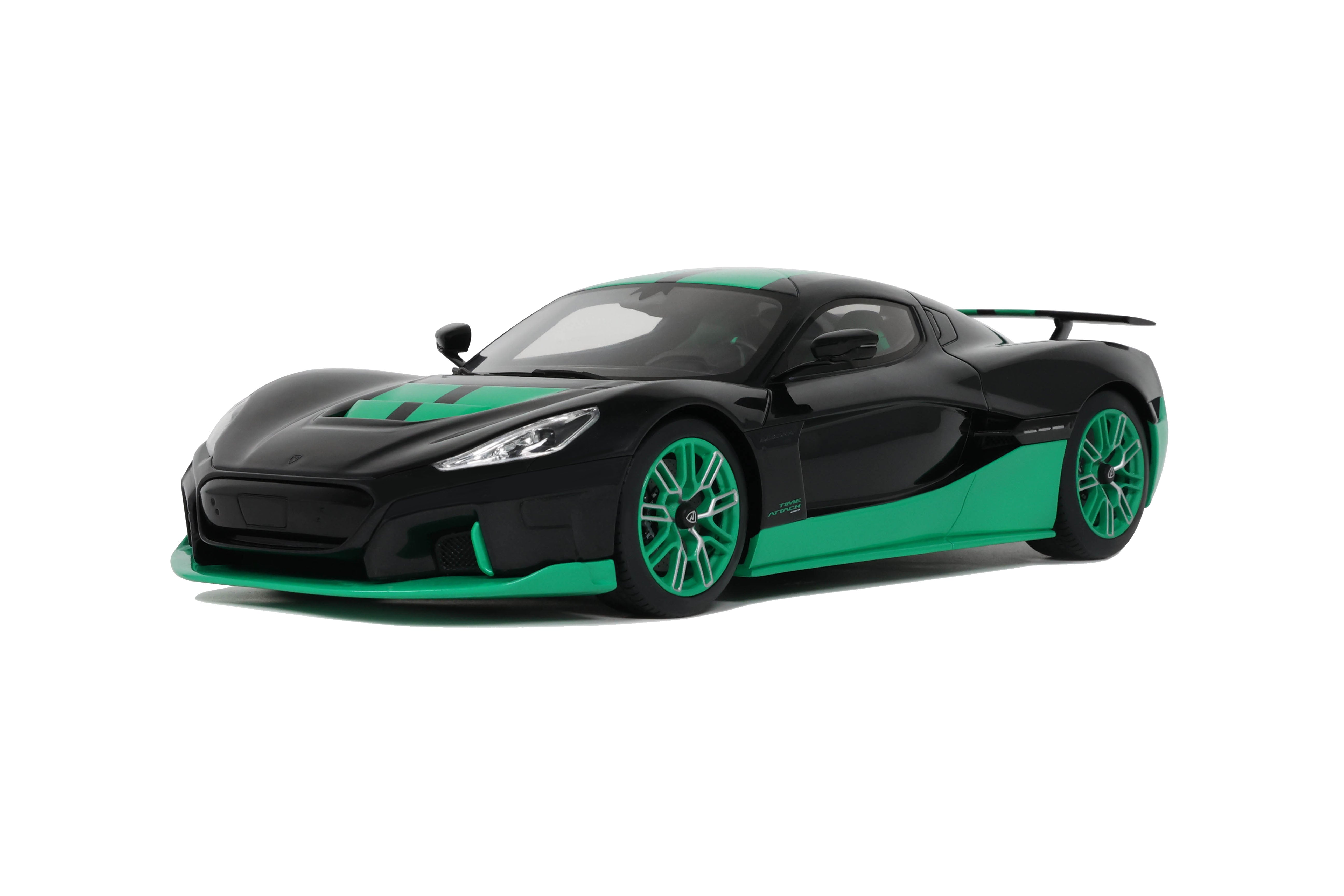GT Spirit 1:18 Scale Resin Model - 2023 Rimac Nevera Record, Black/Green - GT916