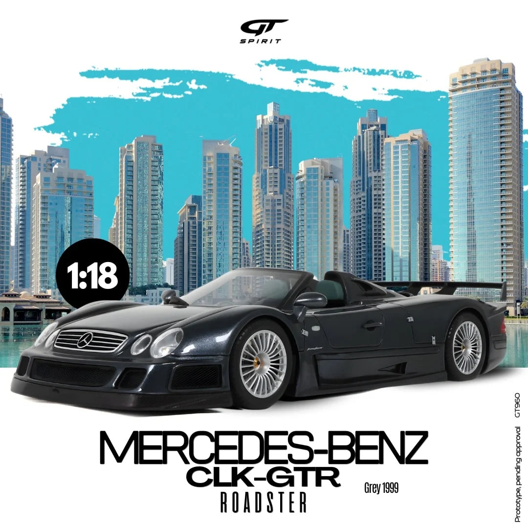 GT Spirit 1:18 Scale Resin, 1999 MERCEDES-BENZ CLK GTR ROADSTER - GREY - GT960
