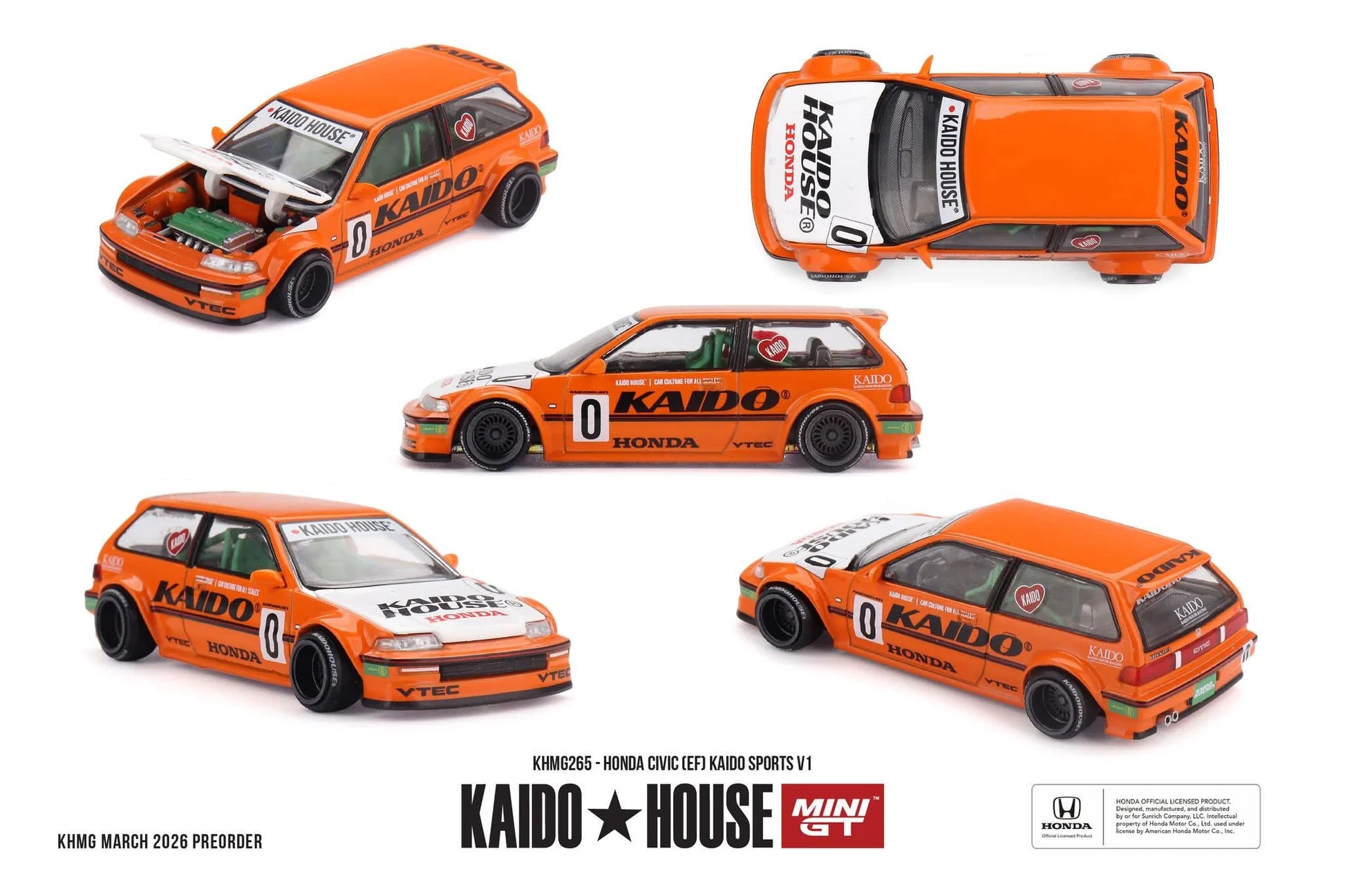 Mini GT 1:64 Kaido House - HONDA CIVIC (EF) KAIDO SPORTS V, Orange - KHMG265