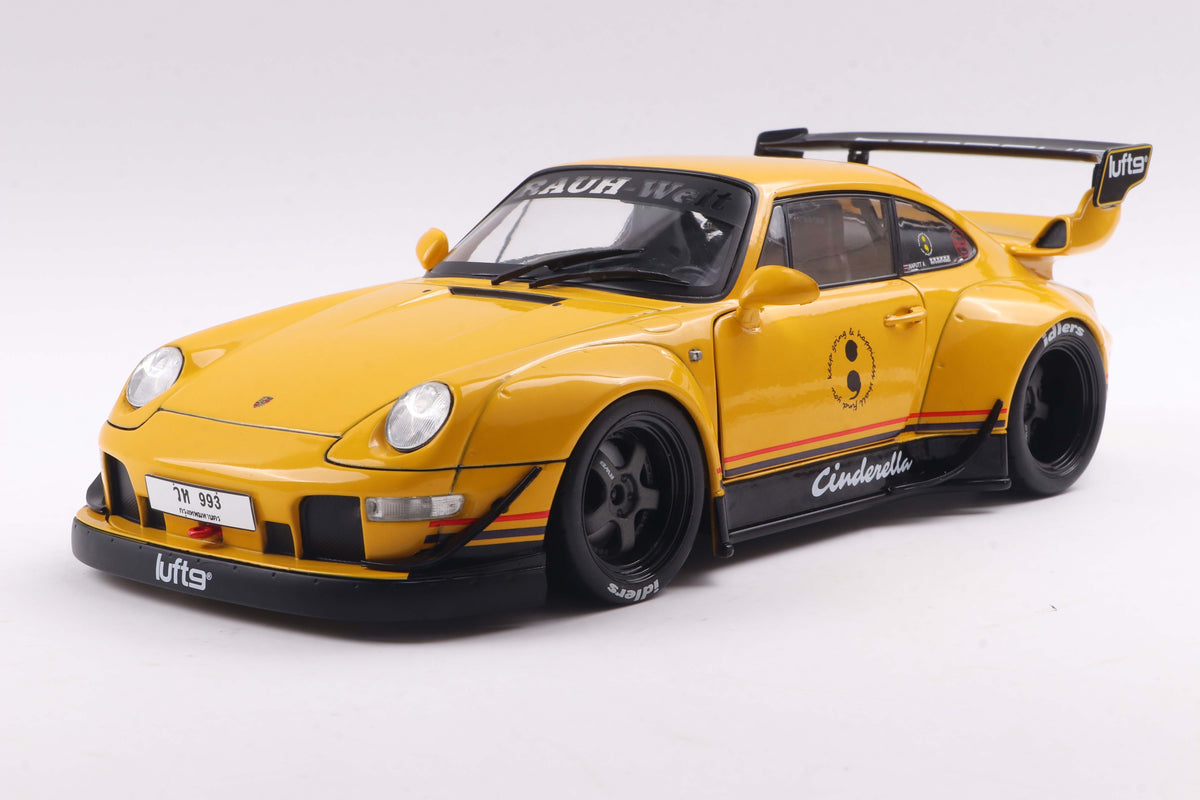 SOLIDO 1:18 Scale Diecast - 2020 Porsche 911 RWB Cinderella, Yellow - S1808507