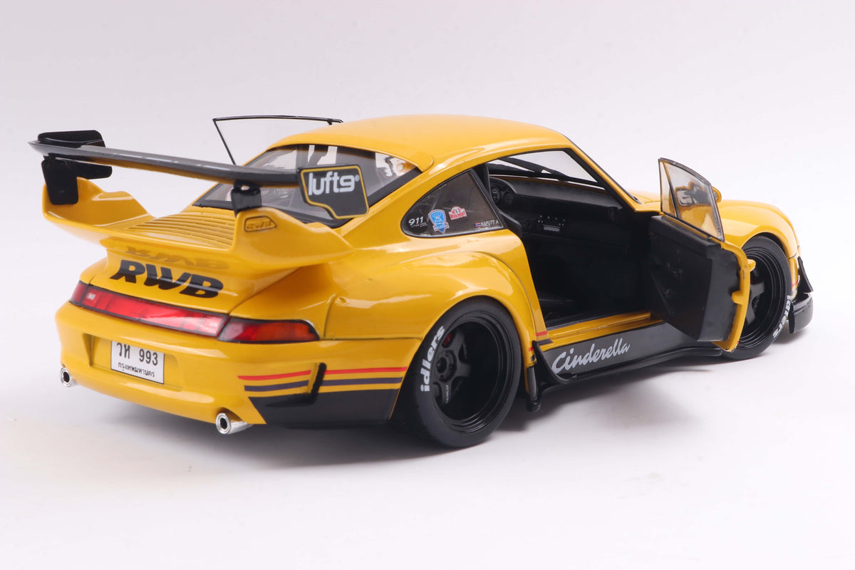 SOLIDO 1:18 Scale Diecast - 2020 Porsche 911 RWB Cinderella, Yellow - S1808507