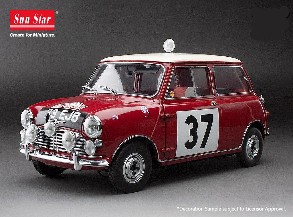 SUNSTAR 1:12 Scale Mini Cooper S #37 Hopkins/Liddon - Winner Rally Monaco 1964 in Red - 5326/ 5321T