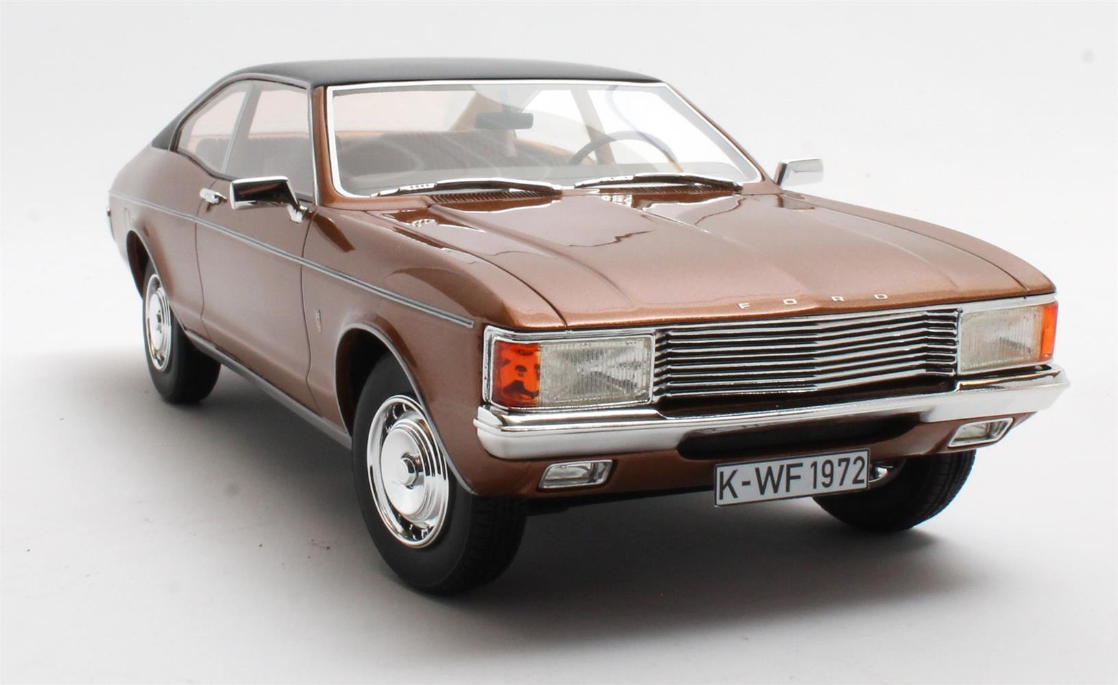 CULT 1:18 Scale Model 1972 Ford Granada Mk1 Coupe (Coke Bottle Shape) - Metallic Brown CML128-1