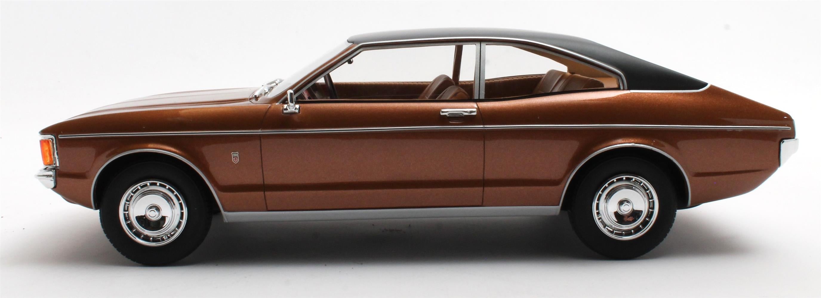 CULT 1:18 Scale Model 1972 Ford Granada Mk1 Coupe (Coke Bottle Shape) - Metallic Brown CML128-1