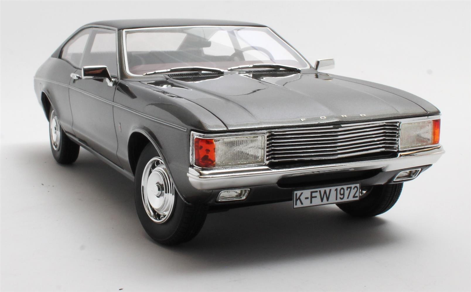 CULT 1:18 Scale Model 1972 Ford Granada Mk1 Coupe (Coke Bottle Shape) - Metallic Grey CML128-3