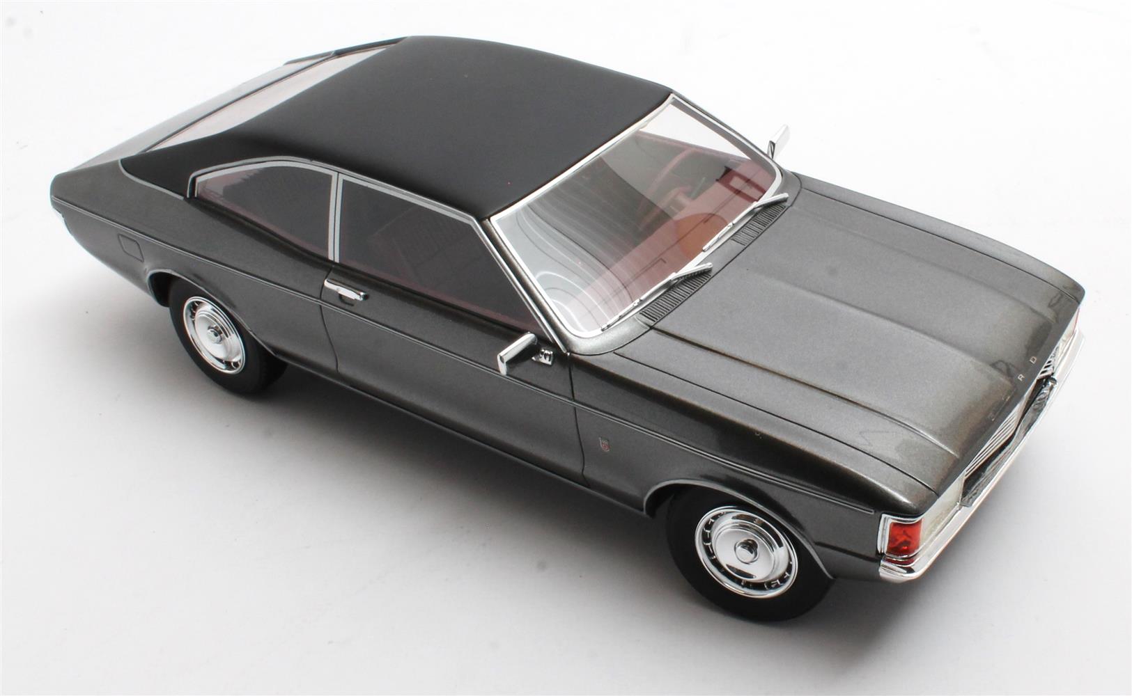 CULT 1:18 Scale Model 1972 Ford Granada Mk1 Coupe (Coke Bottle Shape) - Metallic Grey CML128-3