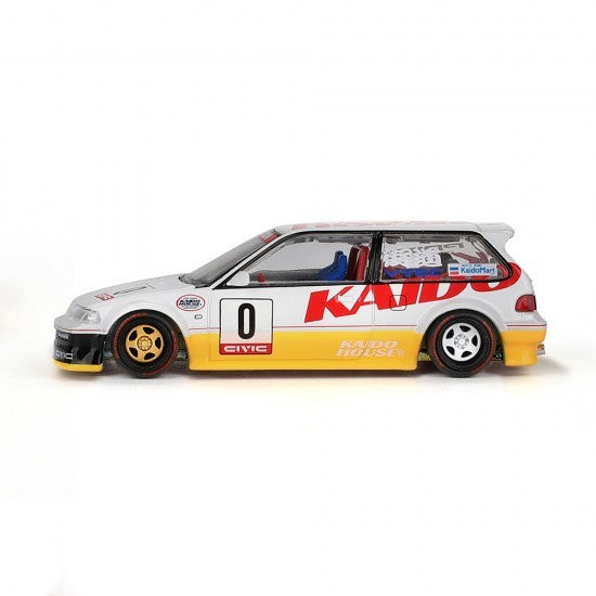 Mini GT 1:64 Kaido House 1987 HONDA CIVIC (EF) Kanjo V1, White/Yellow - KHMG139