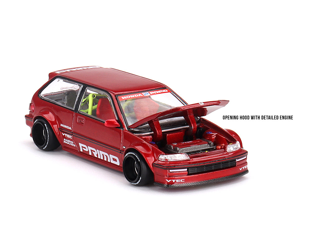 Mini GT 1:64 Kaido House 1987 HONDA CIVIC (EF) KAIDO WORKS V2, Red - KHMG156