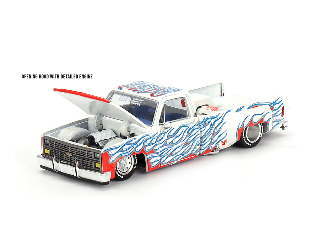 Mini GT 1:64 Kaido House 1980 Chevrolet Silverado Pick Up Dually on Fire V2 - KHMG157