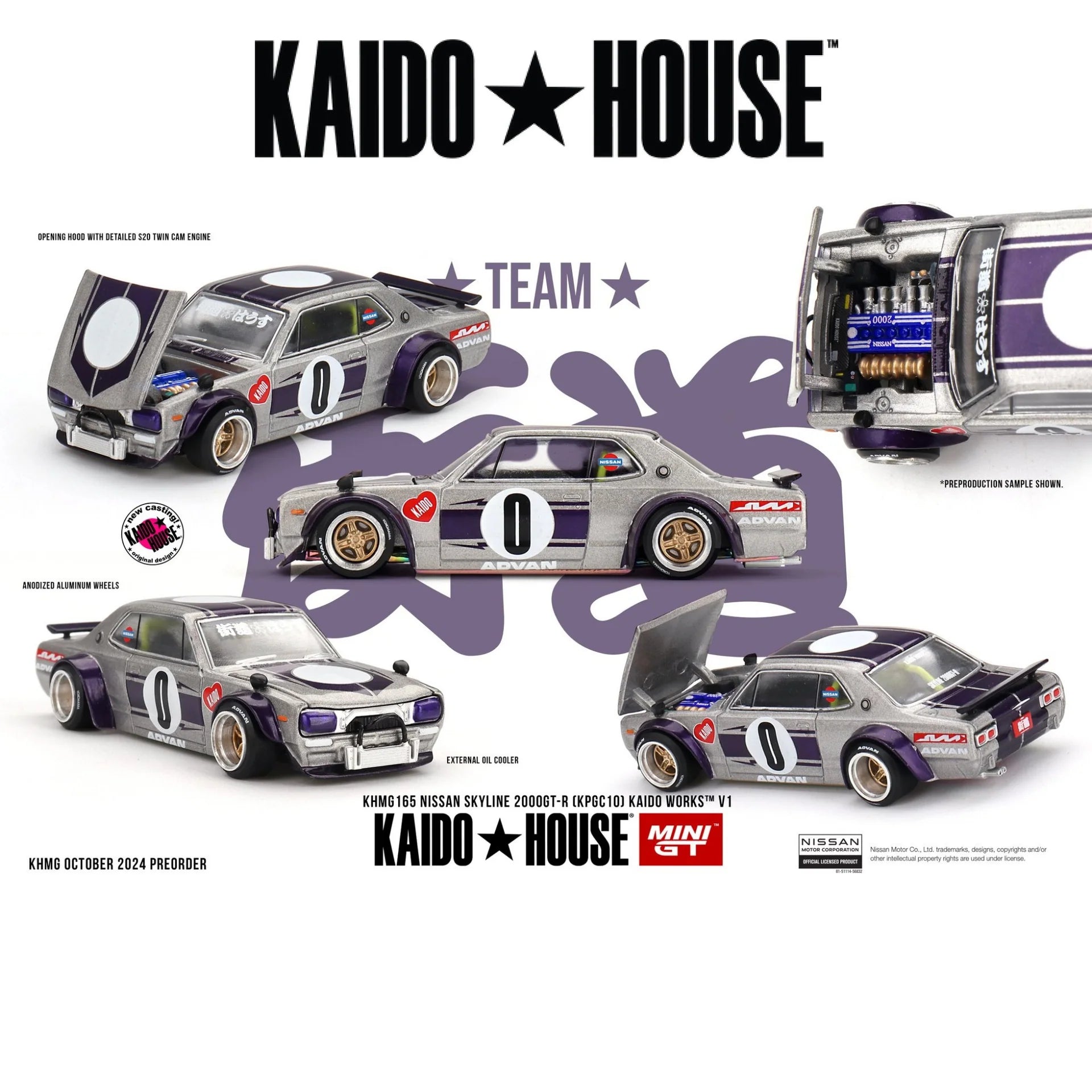 ミニカー Kaido house Nissan skyline 2000GT-R Mini GT 1:64 Kaido House - Nissan Skyline 2000GT-R (KPGC10) Kaido Work
