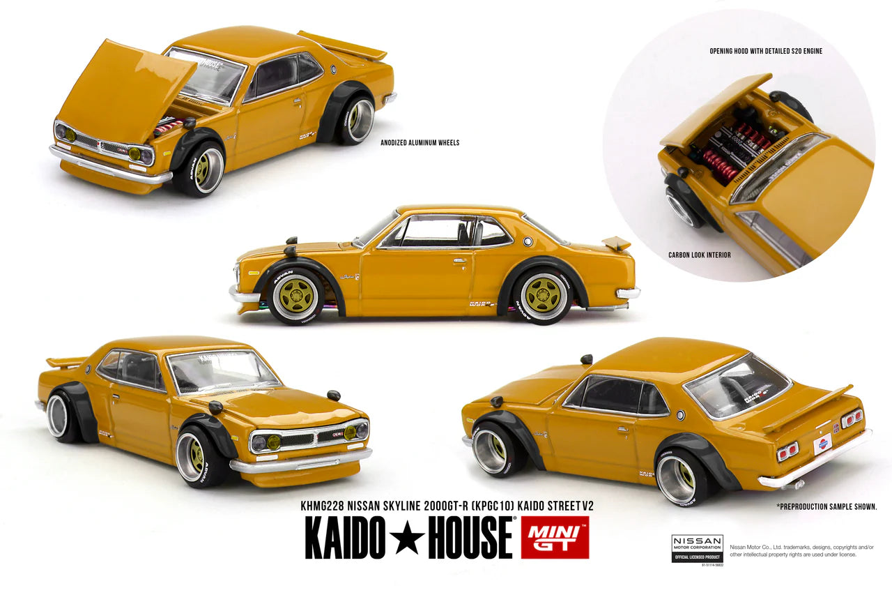 Mini GT 1:64 Kaido House - Nissan Skyline 2000GT-R (KPGC10) Kaido Street V2 - KHMG228