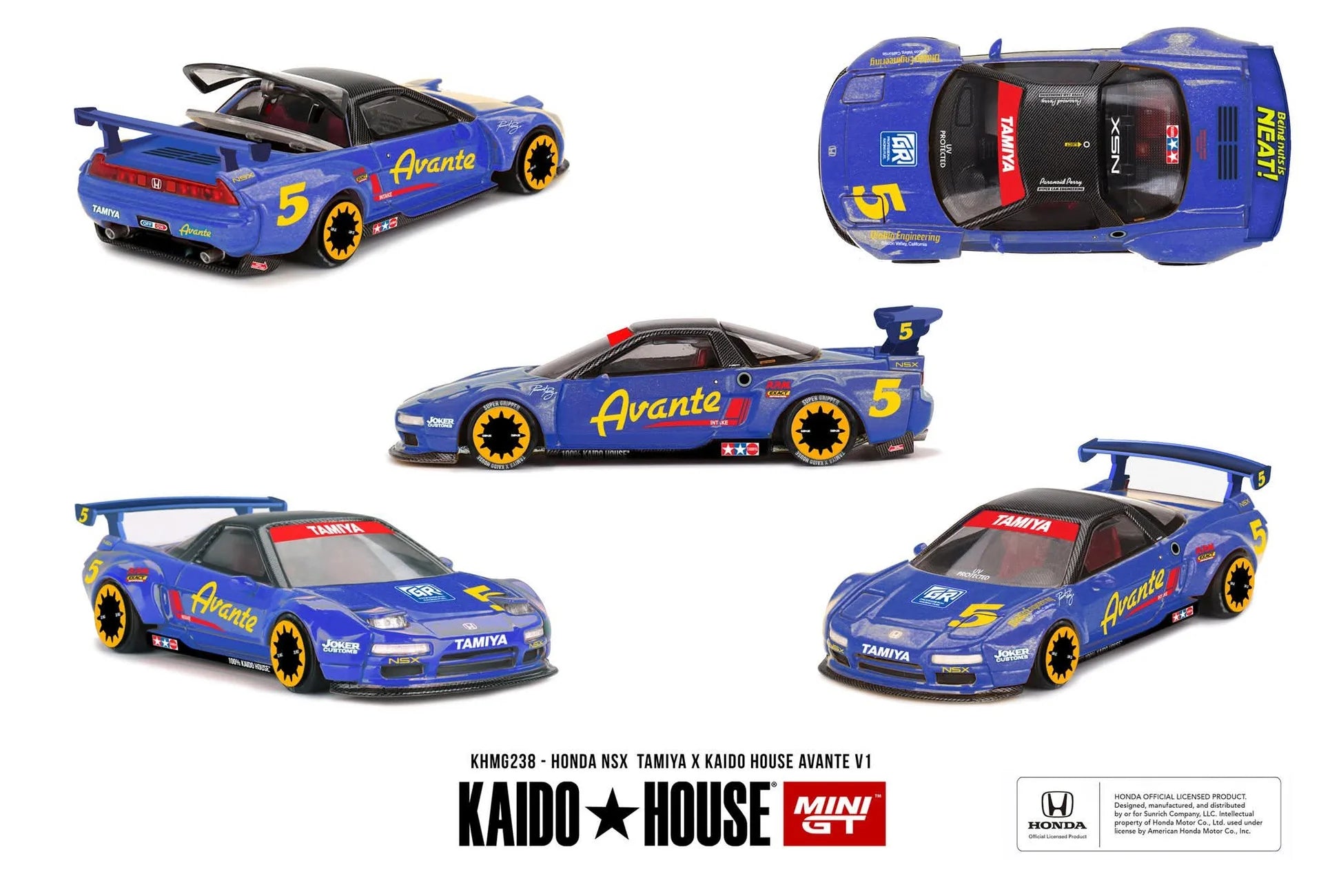Mini GT Kaido House 1:64 Honda NSX TAMIYA x KAIDO HOUSE "AVANTE" V1, Blue - KHMG238