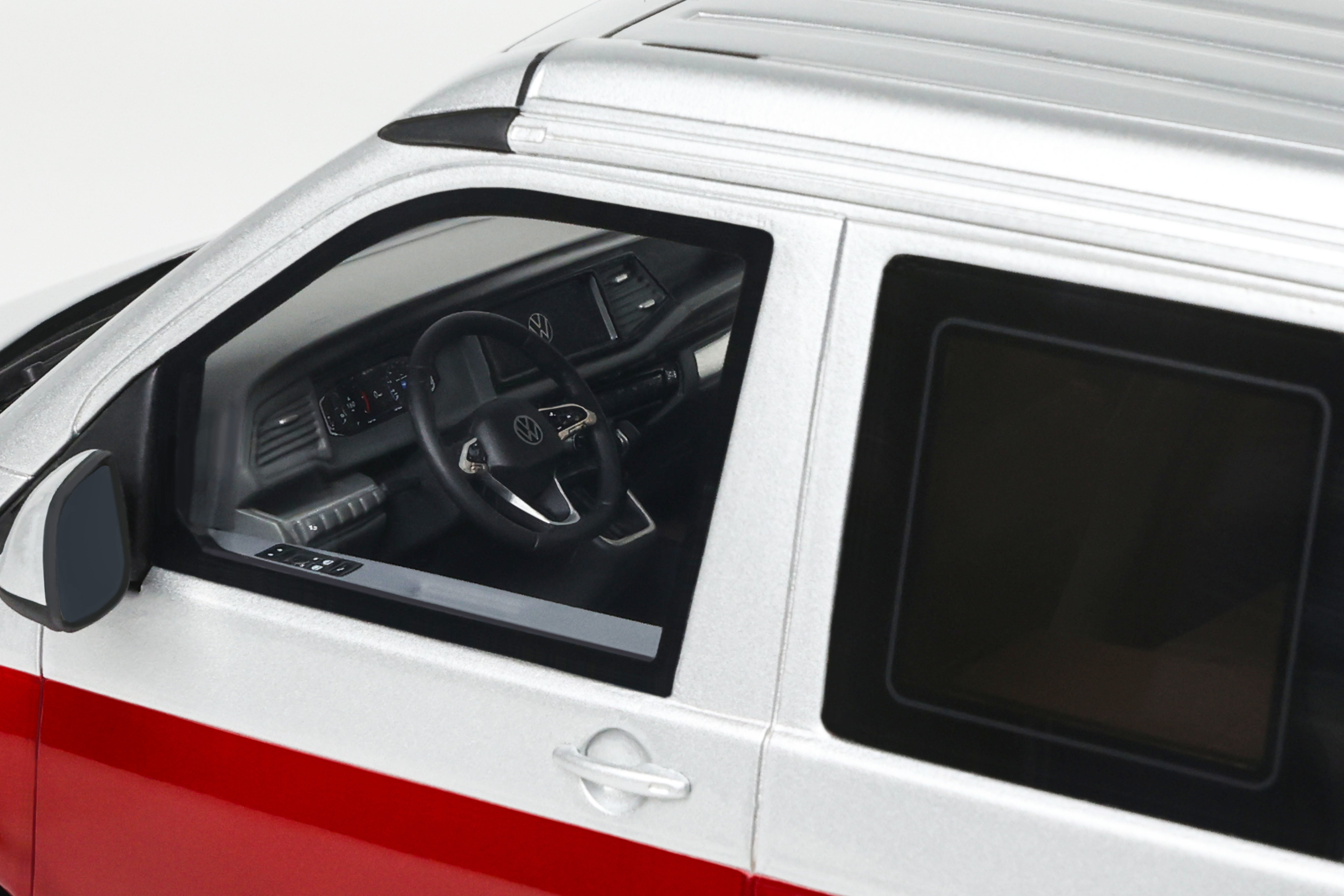 OTTO 1:18 Scale Resin - 2021 VOLKSWAGEN T6.1 CALIFORNIA OCEAN - FORTANA RED / REFLEX SILVER 2021 - OT1342