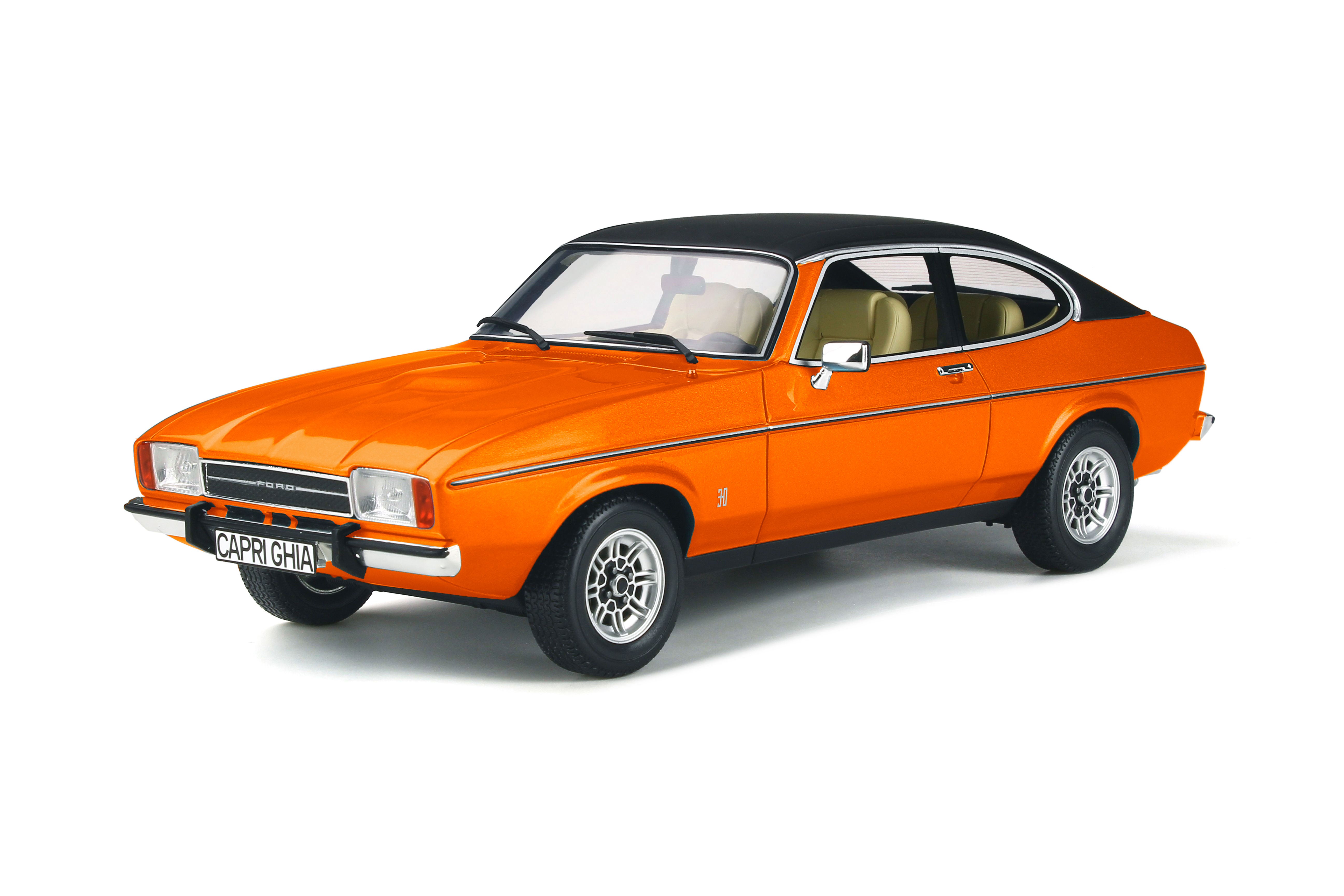 OTTO 1:18 Scale Resin - 1974 FORD CAPRI MK2 3,0L V6 GHIA, PHOENIX ORANGE/BLACK - OT1387
