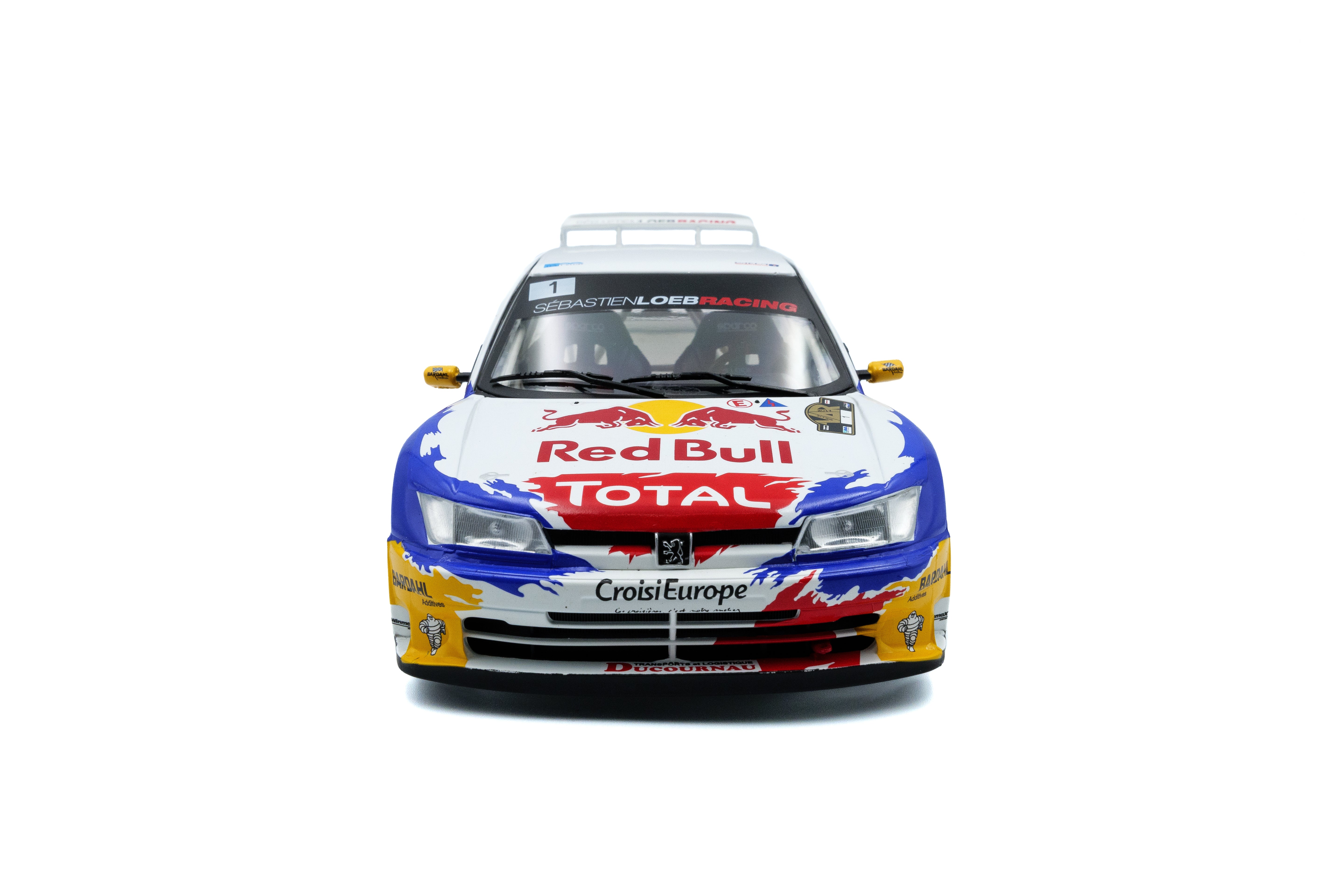 Solido 1:18 Diecast - Peugeot 306 Maxi White #1 S.Loeb/D.Elena Rally Du Var 2017, White/Blue - S1808308