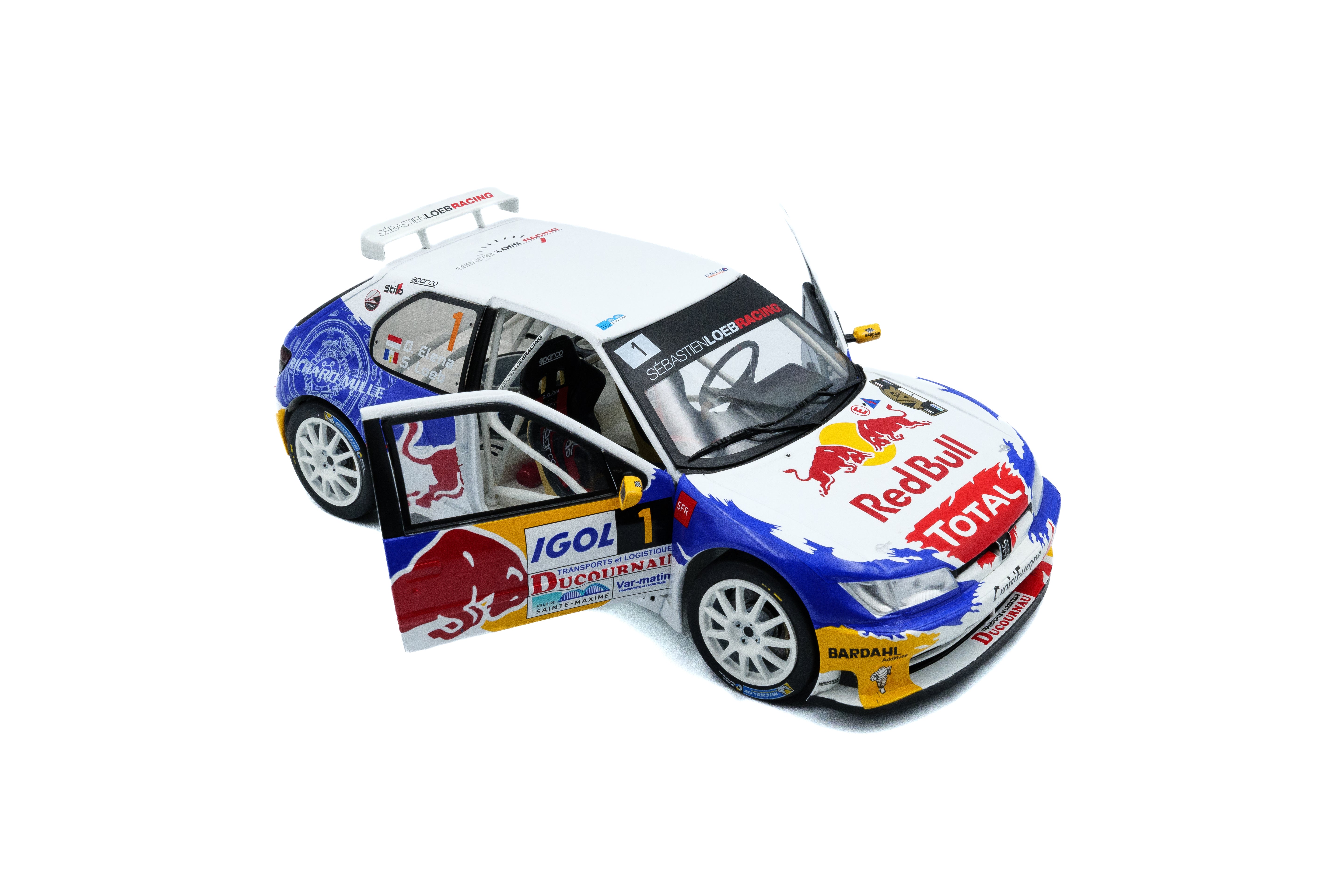 Solido 1:18 Diecast - Peugeot 306 Maxi White #1 S.Loeb/D.Elena Rally Du Var 2017, White/Blue - S1808308