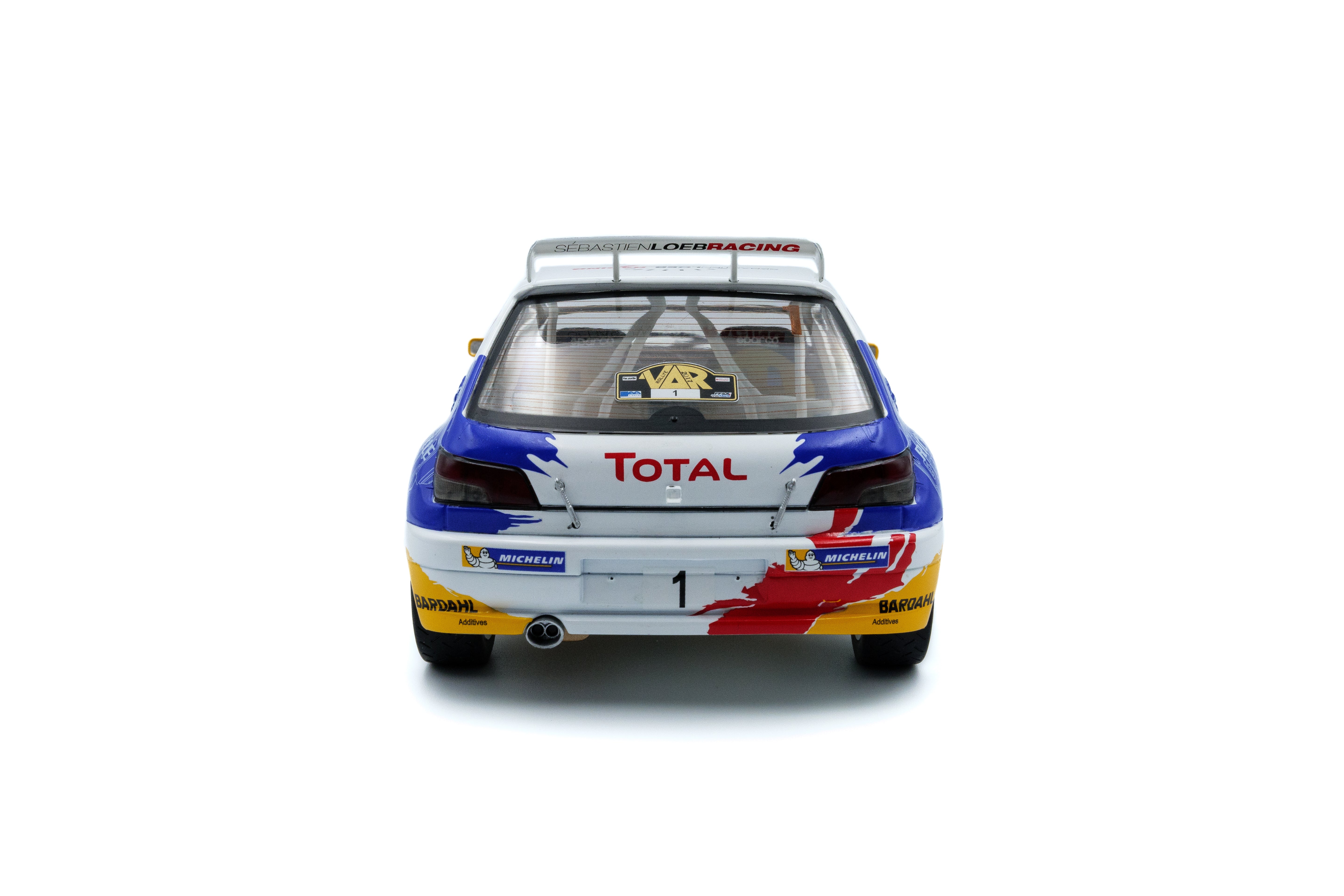 Solido 1:18 Diecast - Peugeot 306 Maxi White #1 S.Loeb/D.Elena Rally Du Var 2017, White/Blue - S1808308