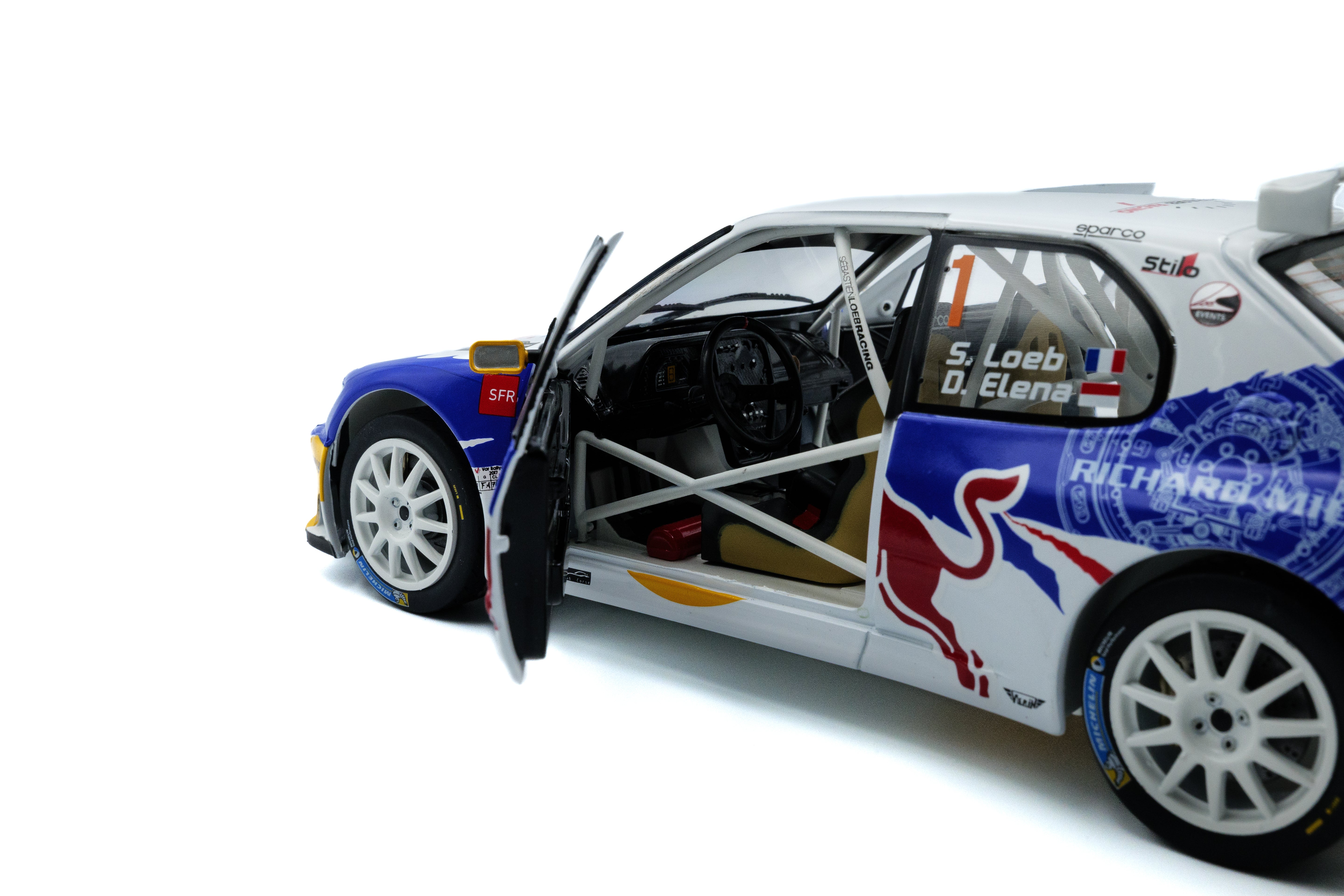 Solido 1:18 Diecast - Peugeot 306 Maxi White #1 S.Loeb/D.Elena Rally Du Var 2017, White/Blue - S1808308