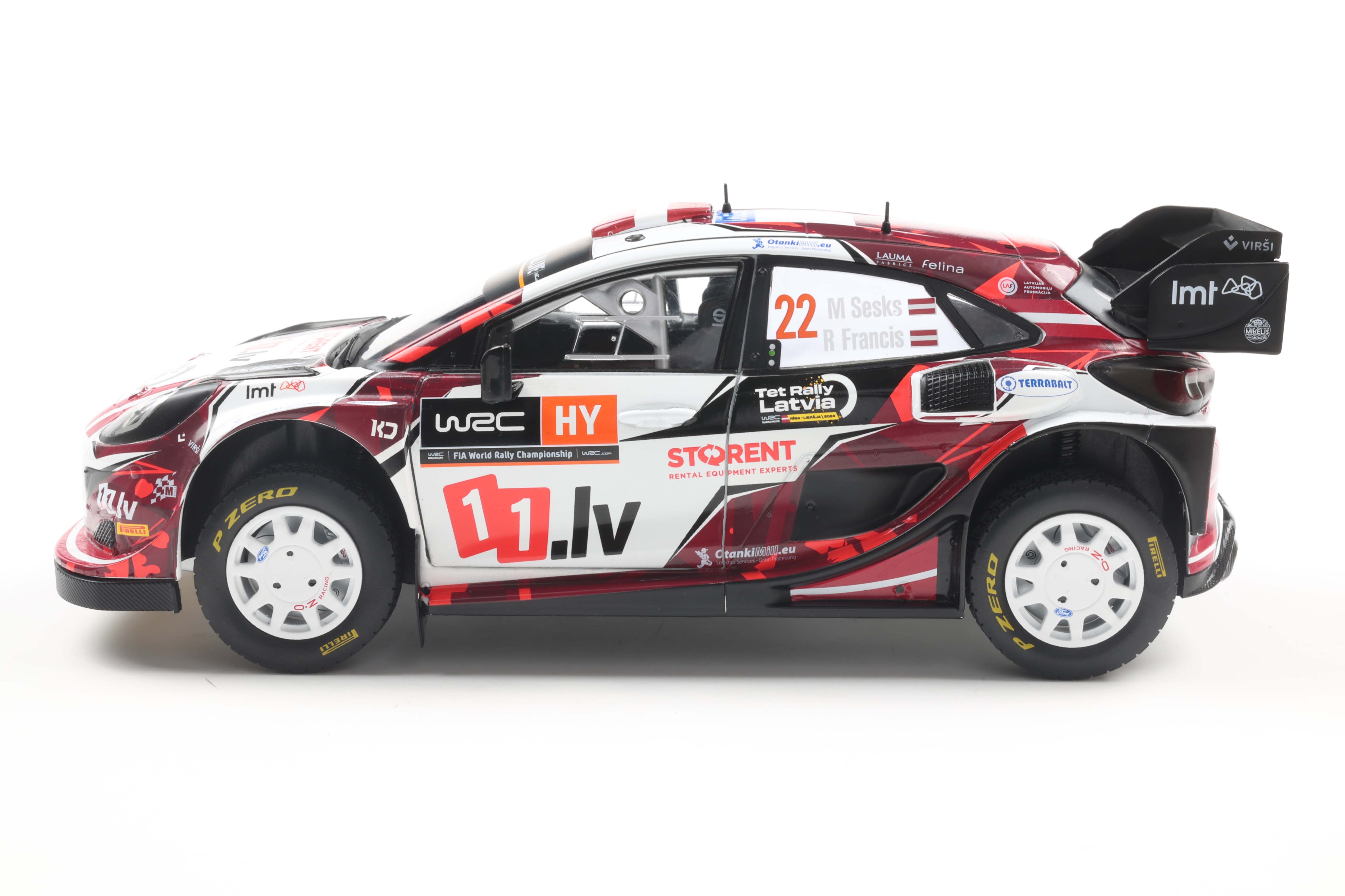 Solido 1:18 Diecast - Ford Puma Rally1 Team M Sport WRT N 22 7th Rally Latvia 2024 Sesks/Francis - White/Black/Red - S1809507