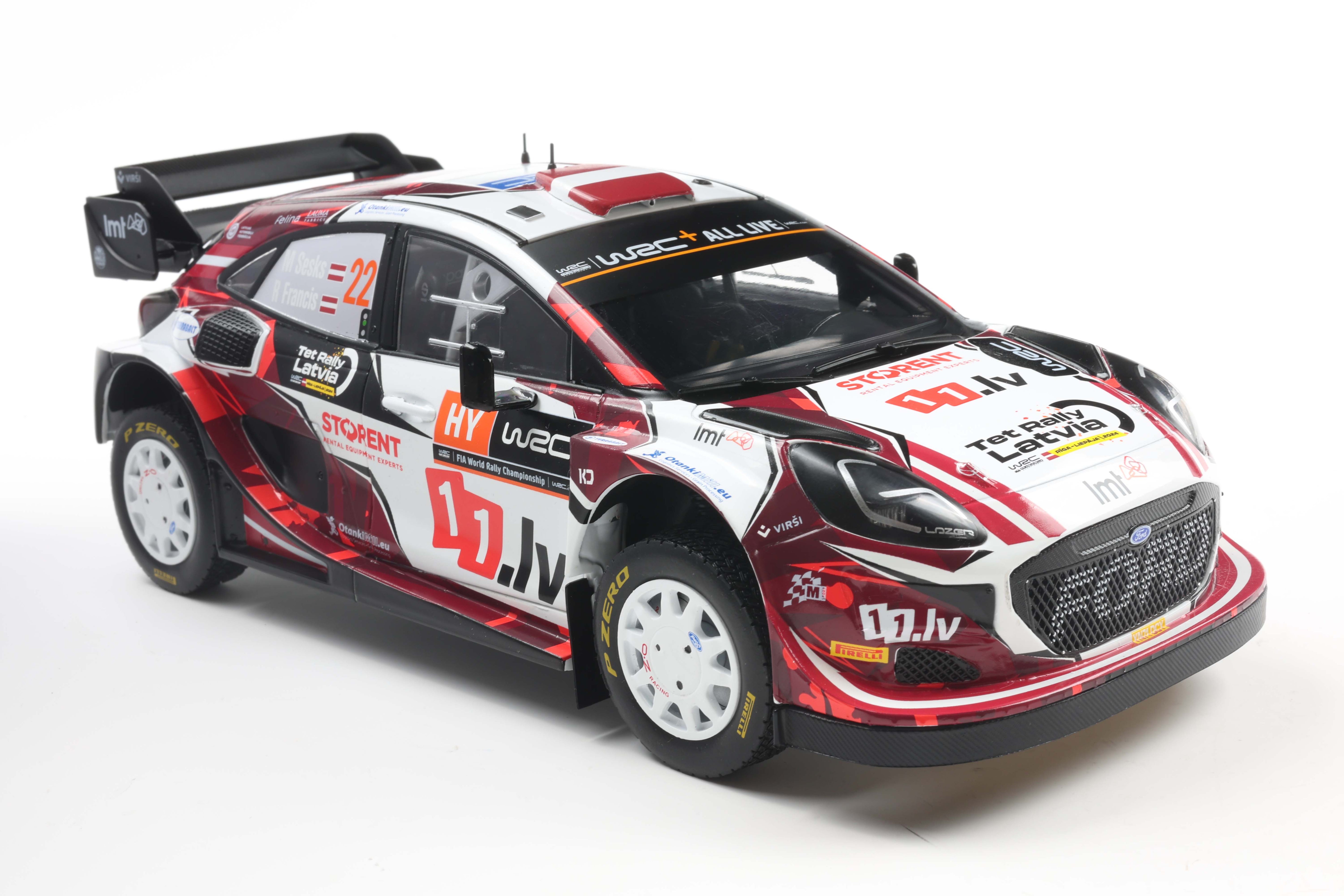 Solido 1:18 Diecast - Ford Puma Rally1 Team M Sport WRT N 22 7th Rally Latvia 2024 Sesks/Francis - White/Black/Red - S1809507