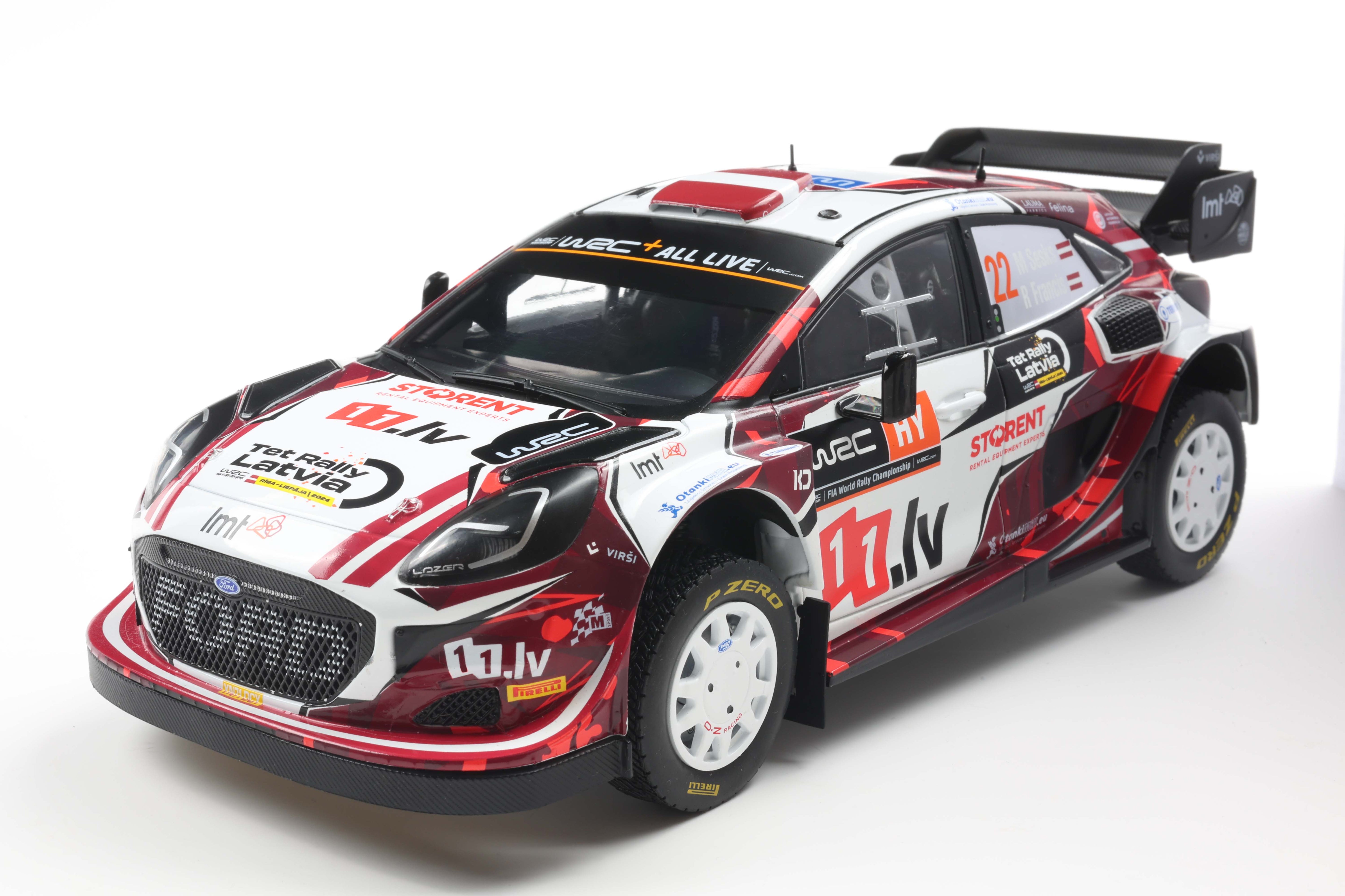 Solido 1:18 Diecast - Ford Puma Rally1 Team M Sport WRT N 22 7th Rally Latvia 2024 Sesks/Francis - White/Black/Red - S1809507