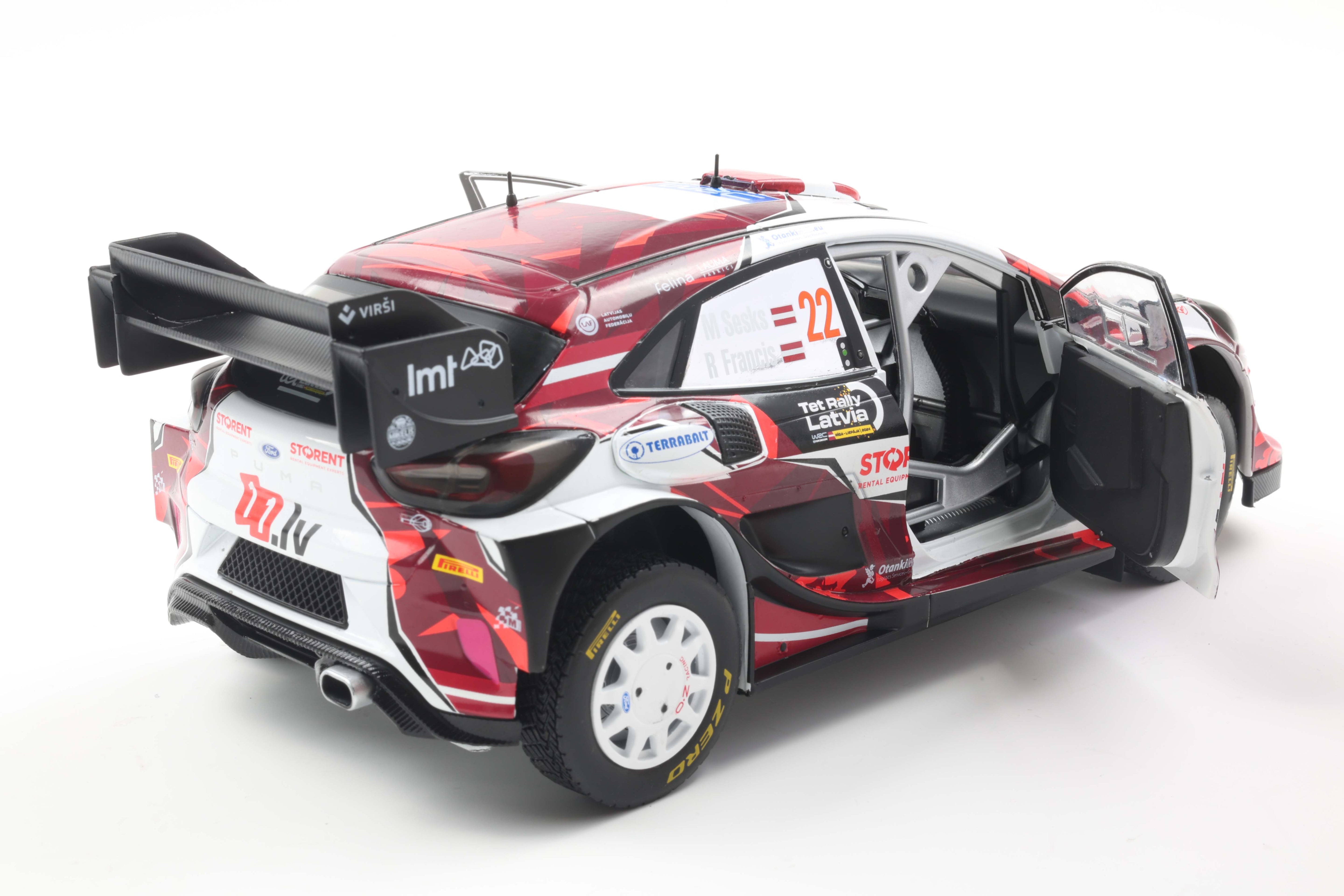 Solido 1:18 Diecast - Ford Puma Rally1 Team M Sport WRT N 22 7th Rally Latvia 2024 Sesks/Francis - White/Black/Red - S1809507