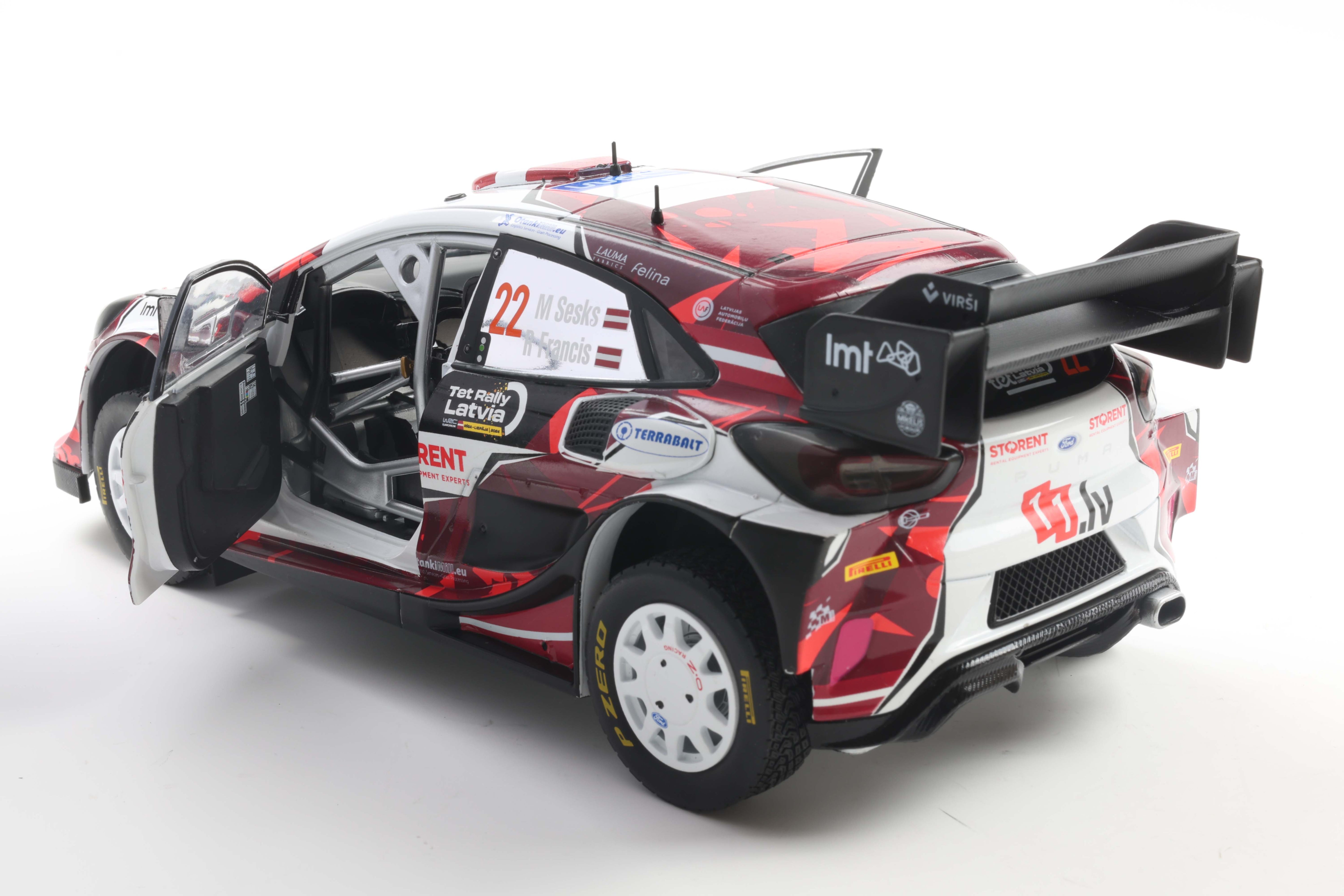 Solido 1:18 Diecast - Ford Puma Rally1 Team M Sport WRT N 22 7th Rally Latvia 2024 Sesks/Francis - White/Black/Red - S1809507