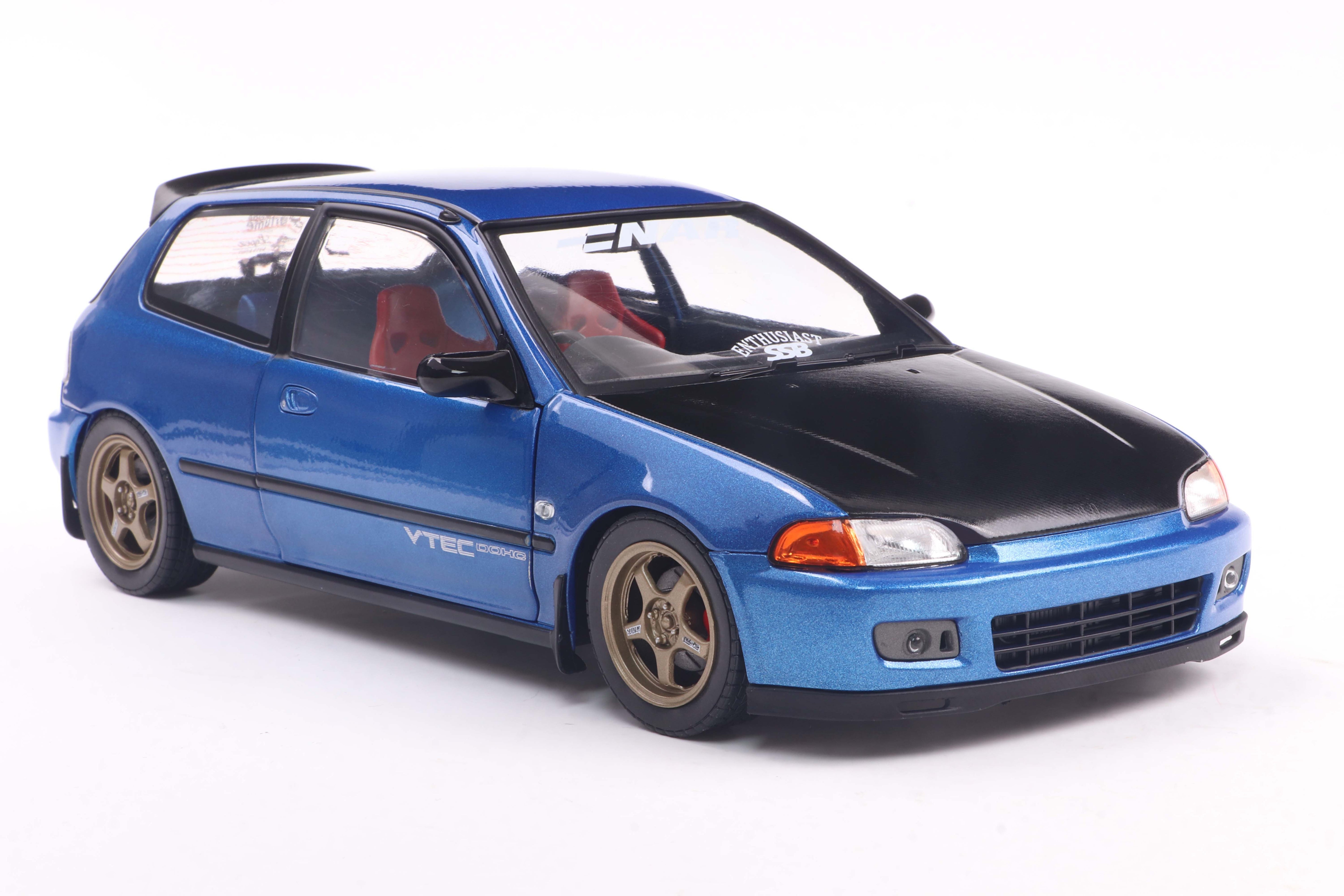 Solido 1:18 Diecast - 1992 Honda Civic (EG6) Solido Works , Blue/Black - S1810406