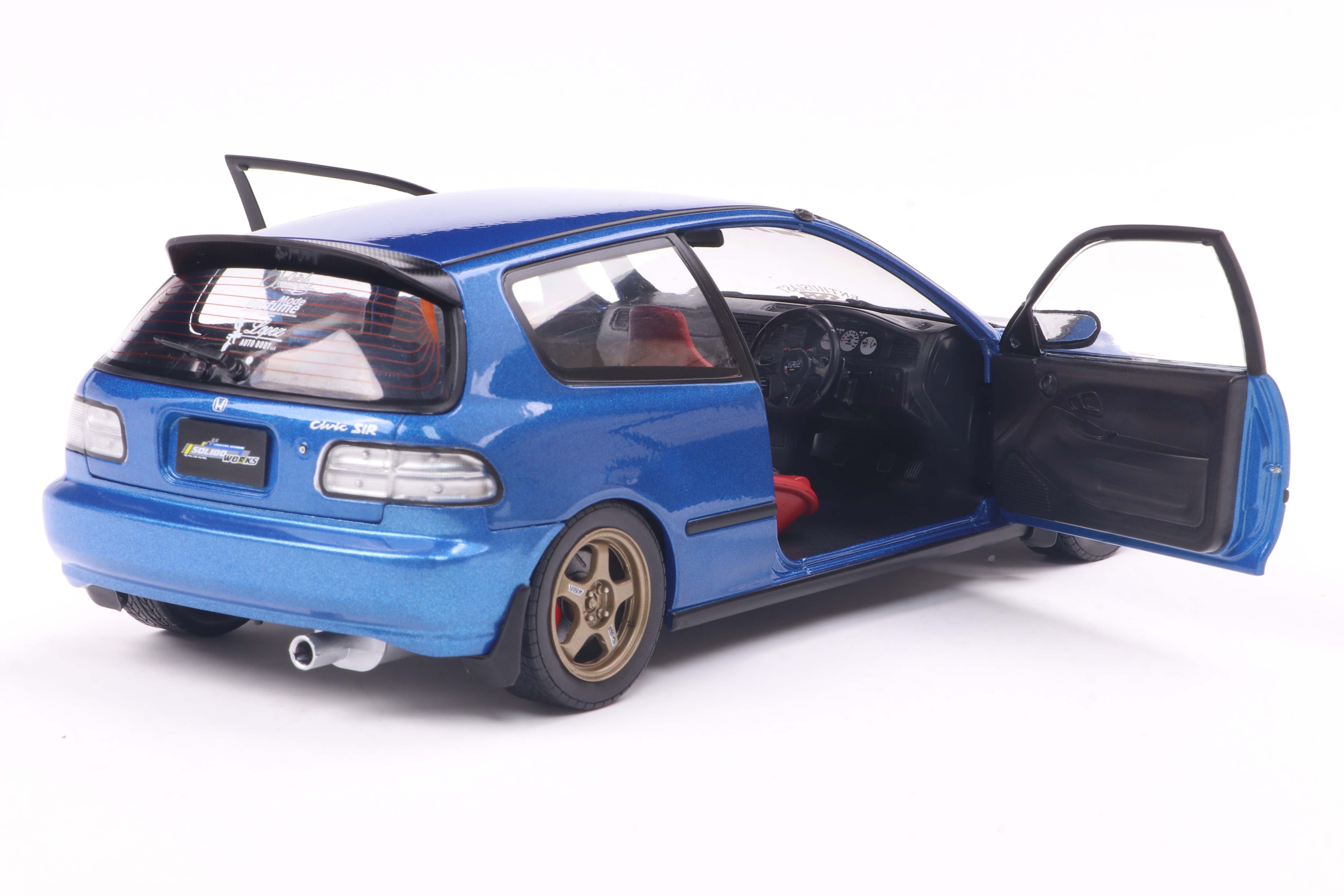 Solido 1:18 Diecast - 1992 Honda Civic (EG6) Solido Works , Blue/Black - S1810406