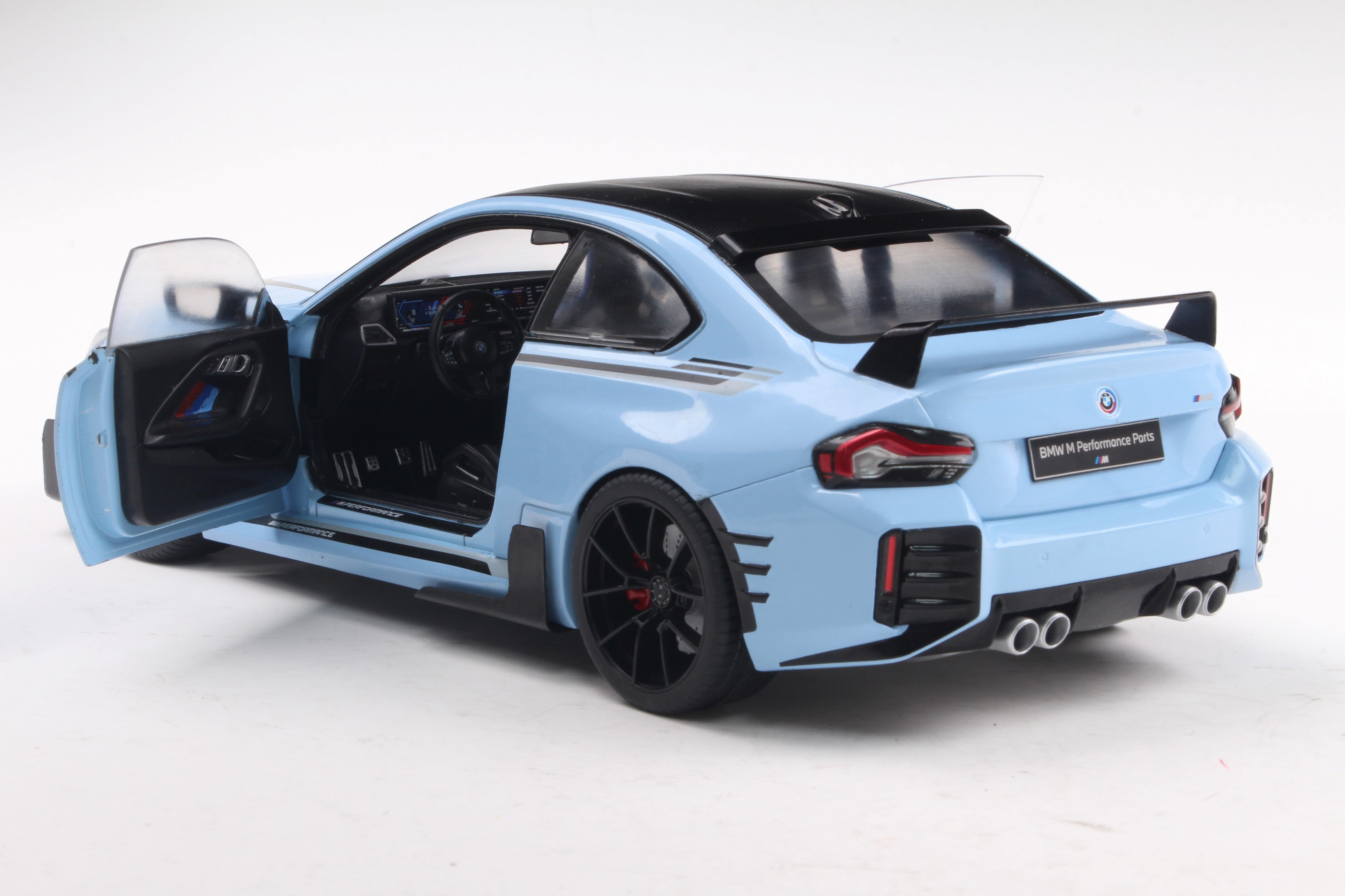 Solido 1:18 Diecast - 2024 BMW 2 Series M-Performance Parts (G87), Light Blue/Black - S1812901